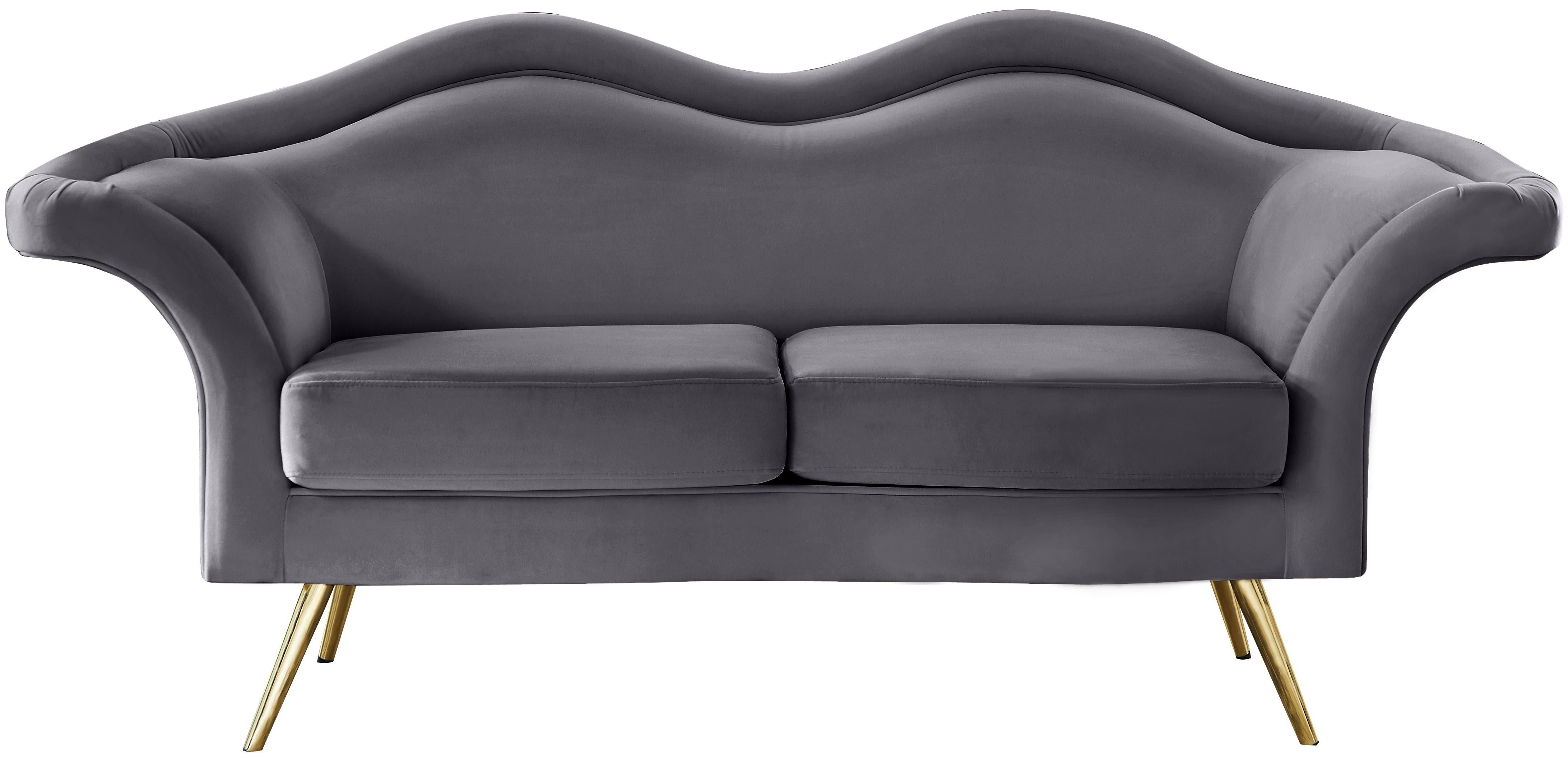 Lips Grey Velvet Loveseat - Luxury Home Furniture (MI)