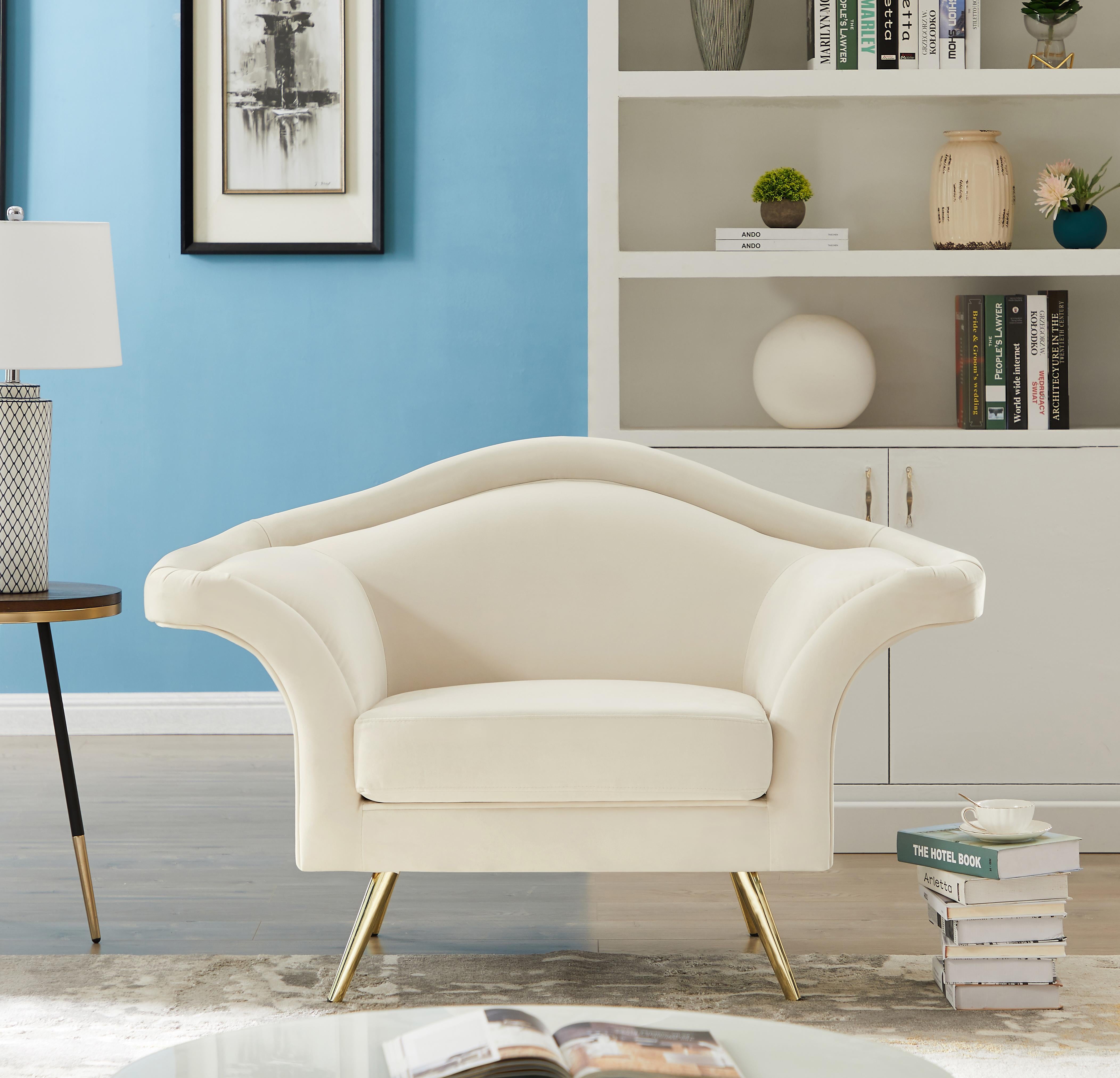 Lips Cream Velvet Chair - Luxury Home Furniture (MI)
