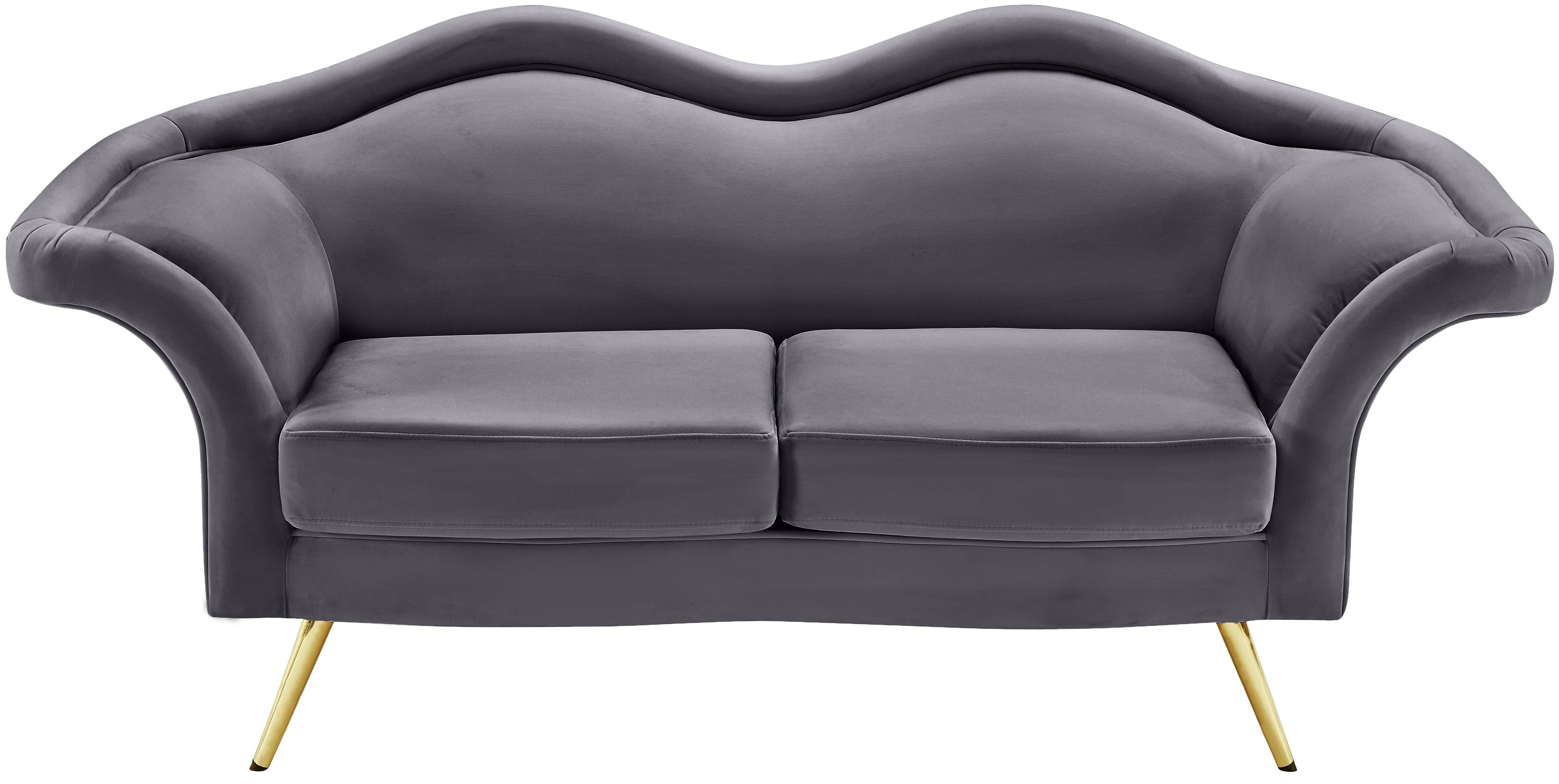 Lips Grey Velvet Loveseat - Luxury Home Furniture (MI)
