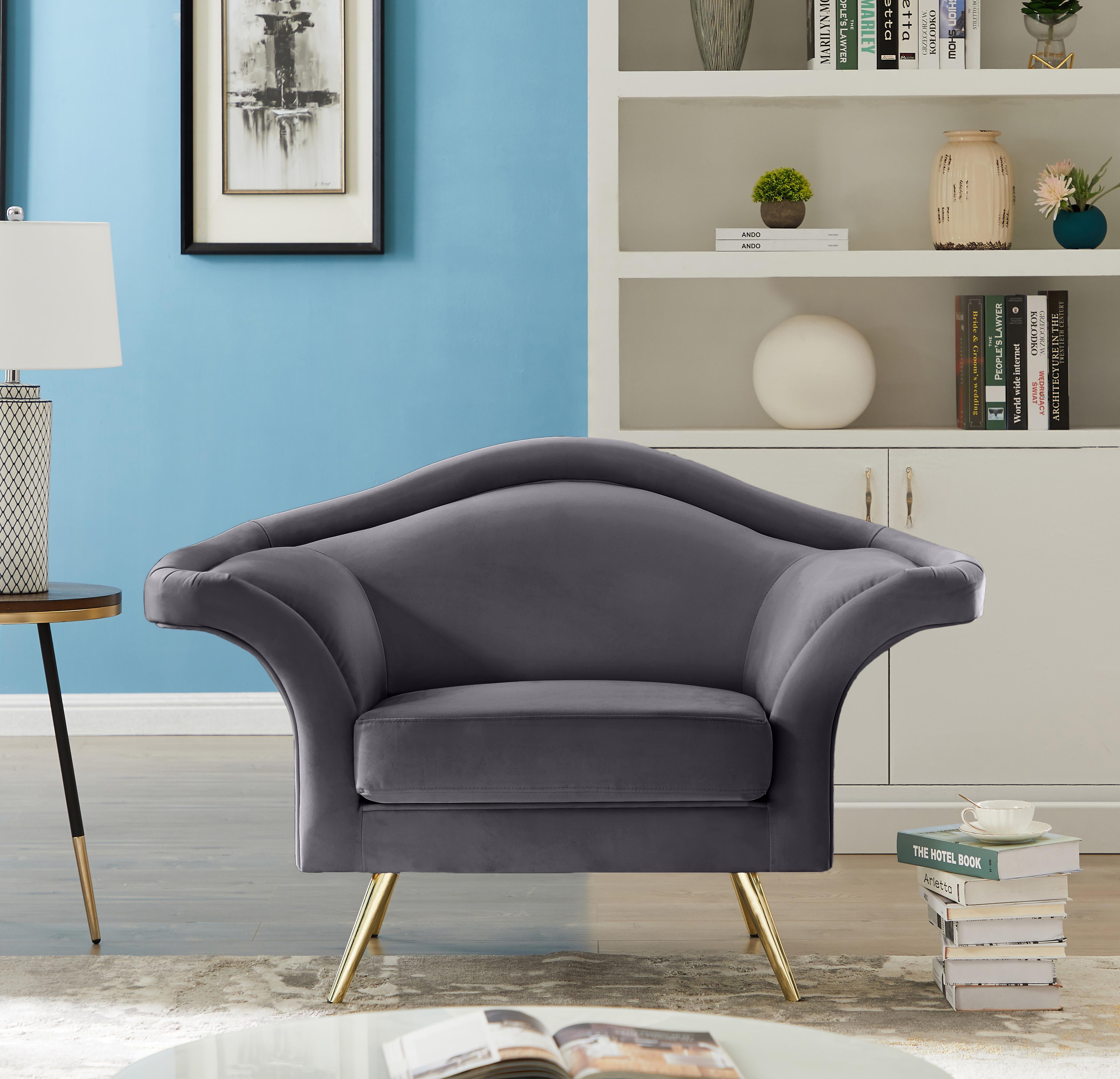 Lips Grey Velvet Chair - Luxury Home Furniture (MI)