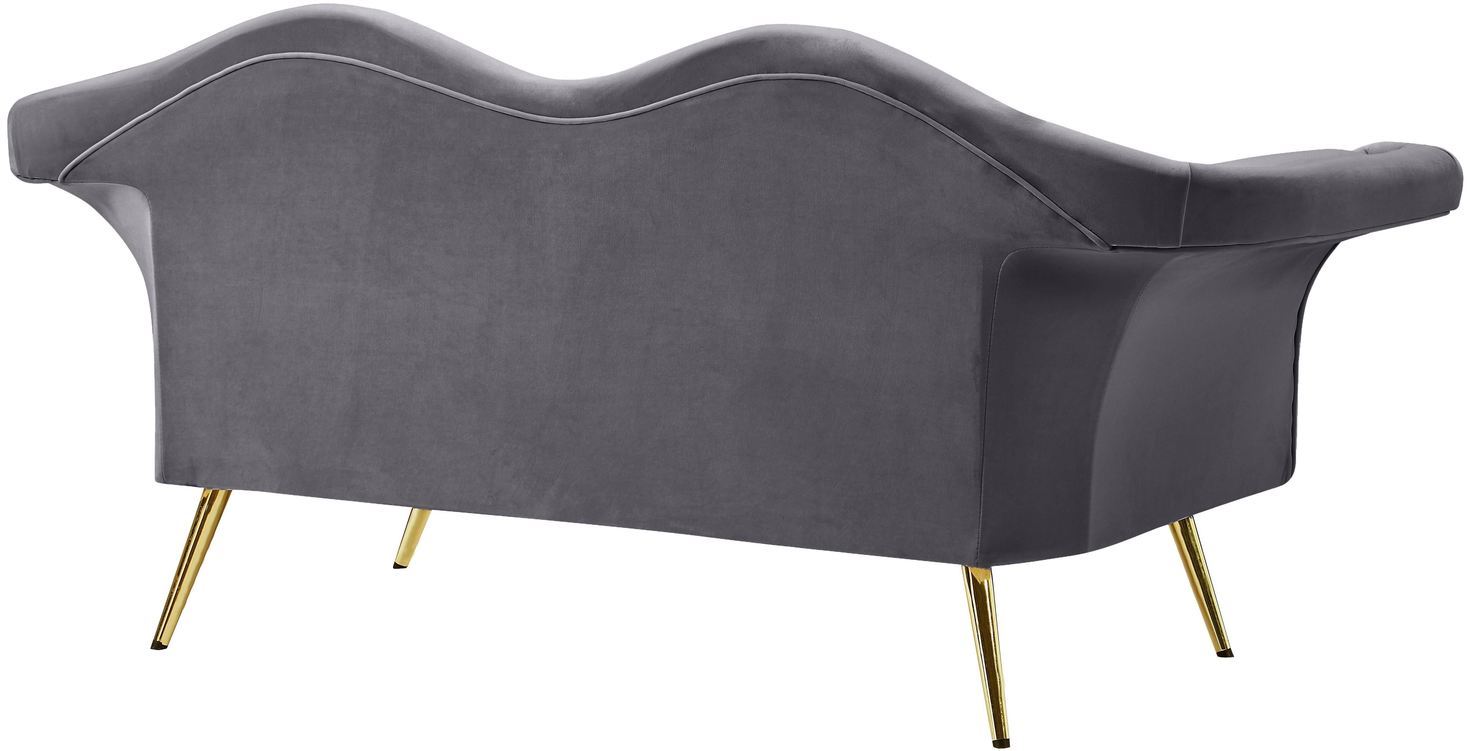 Lips Grey Velvet Loveseat - Luxury Home Furniture (MI)