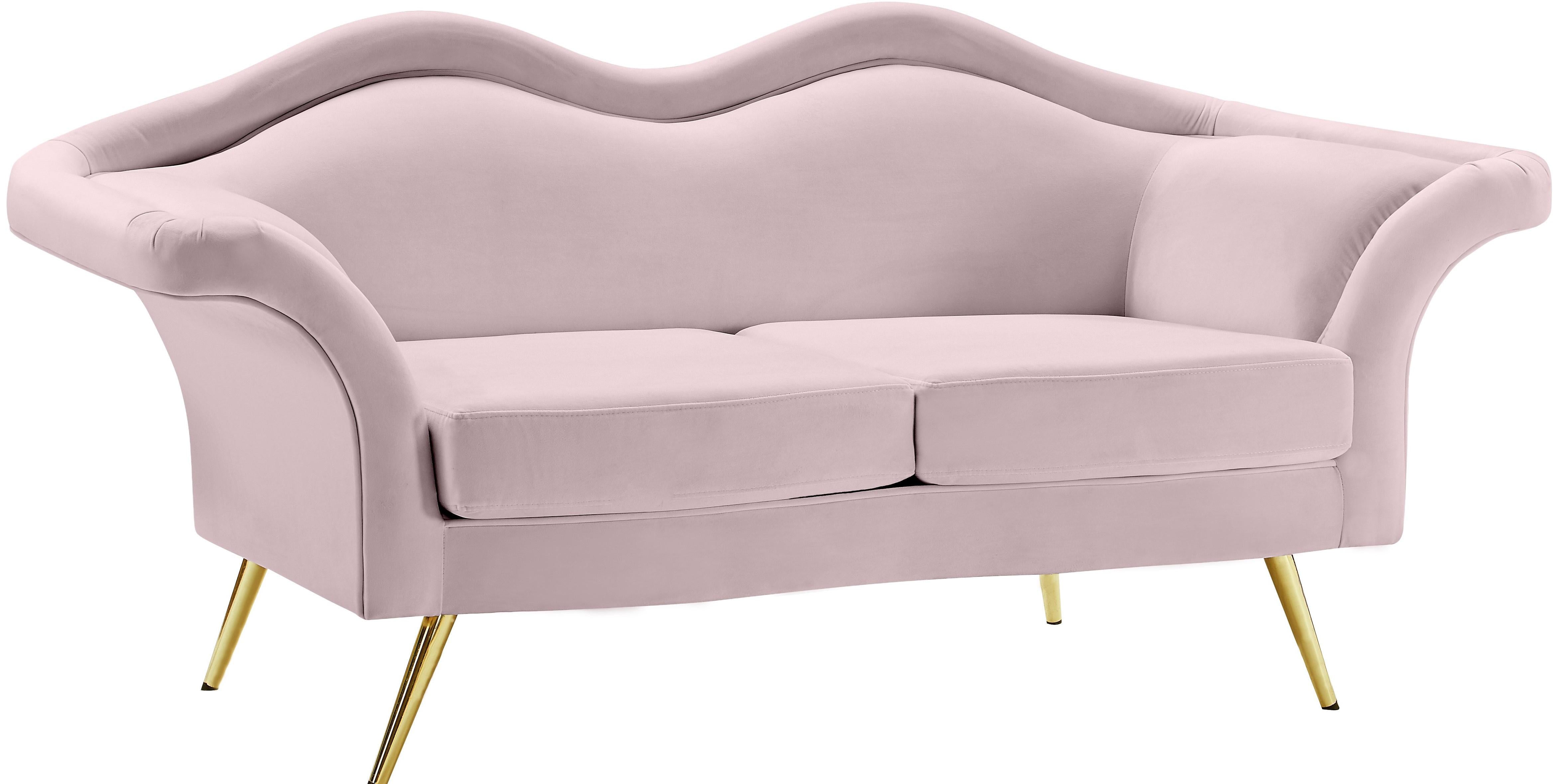 Lips Pink Velvet Loveseat - Luxury Home Furniture (MI)