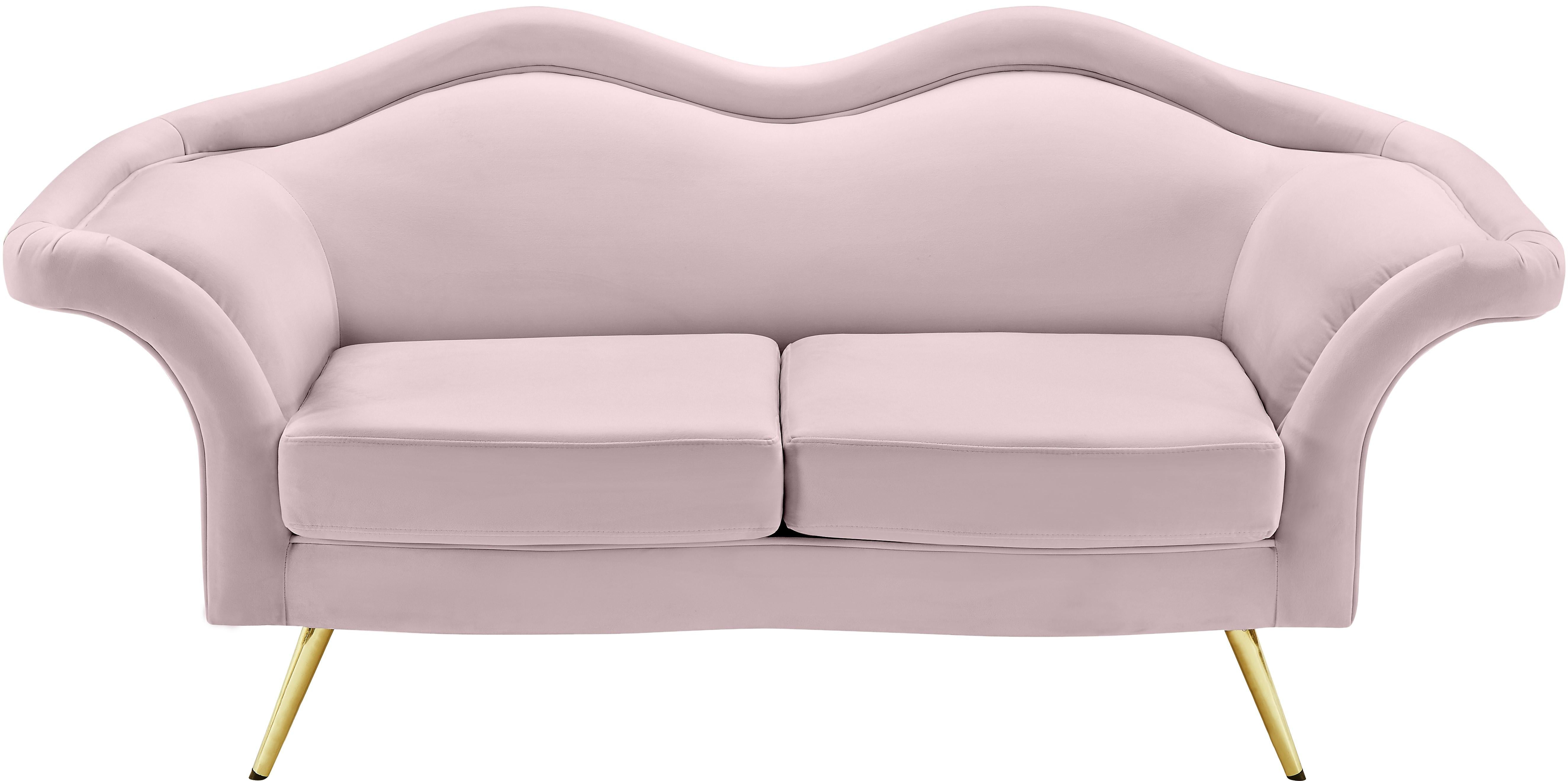 Lips Pink Velvet Loveseat - Luxury Home Furniture (MI)
