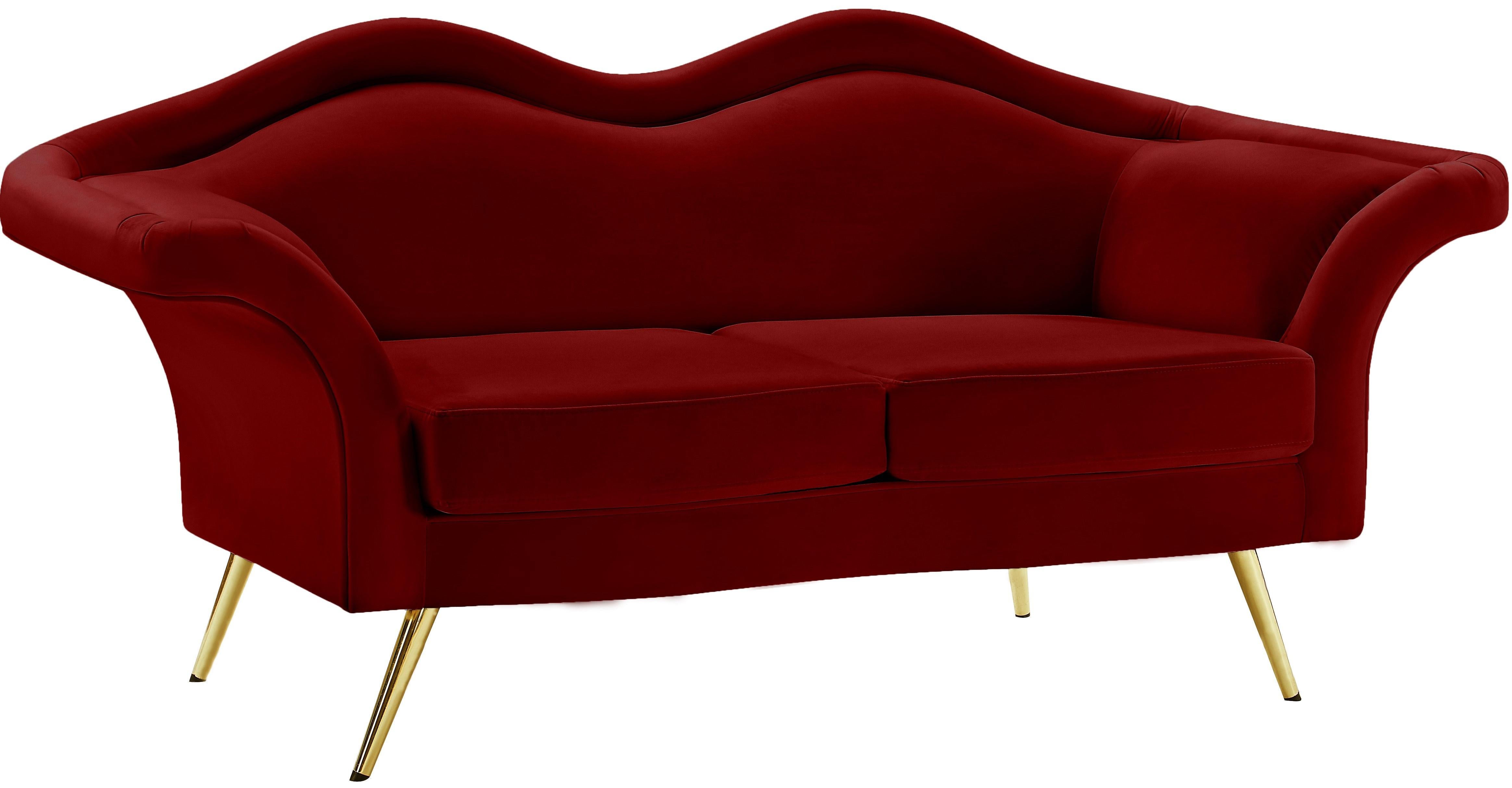 Lips Red Velvet Loveseat - Luxury Home Furniture (MI)