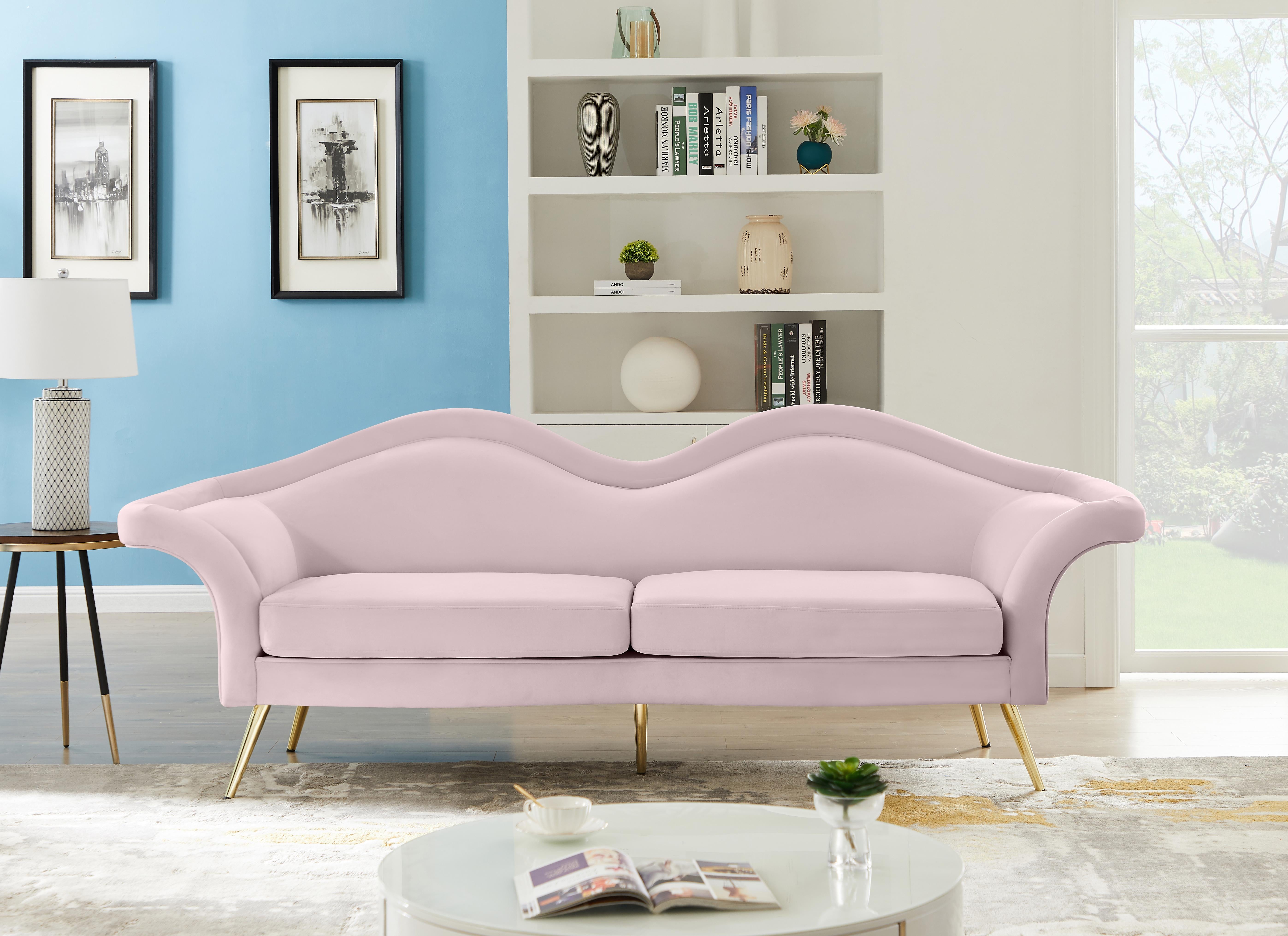 Lips Pink Velvet Sofa - Luxury Home Furniture (MI)