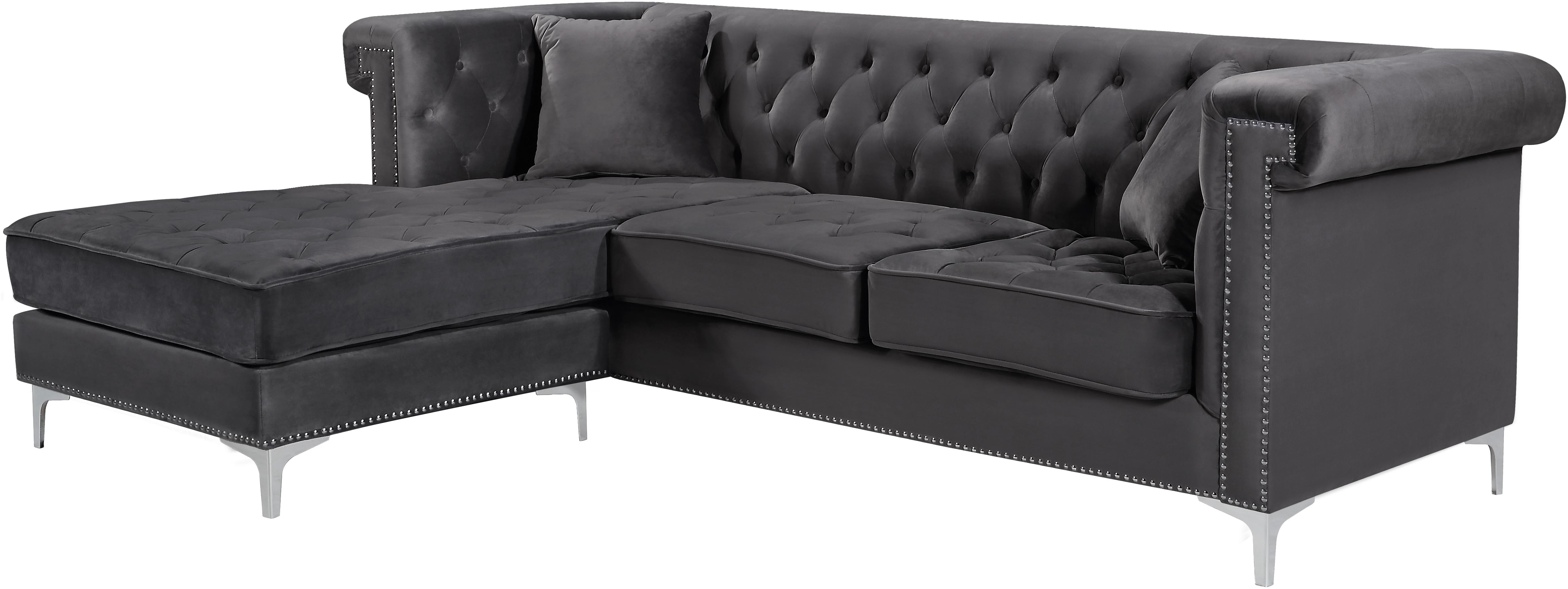 Damian Grey Velvet 2pc. Reversible Sectional - Luxury Home Furniture (MI)