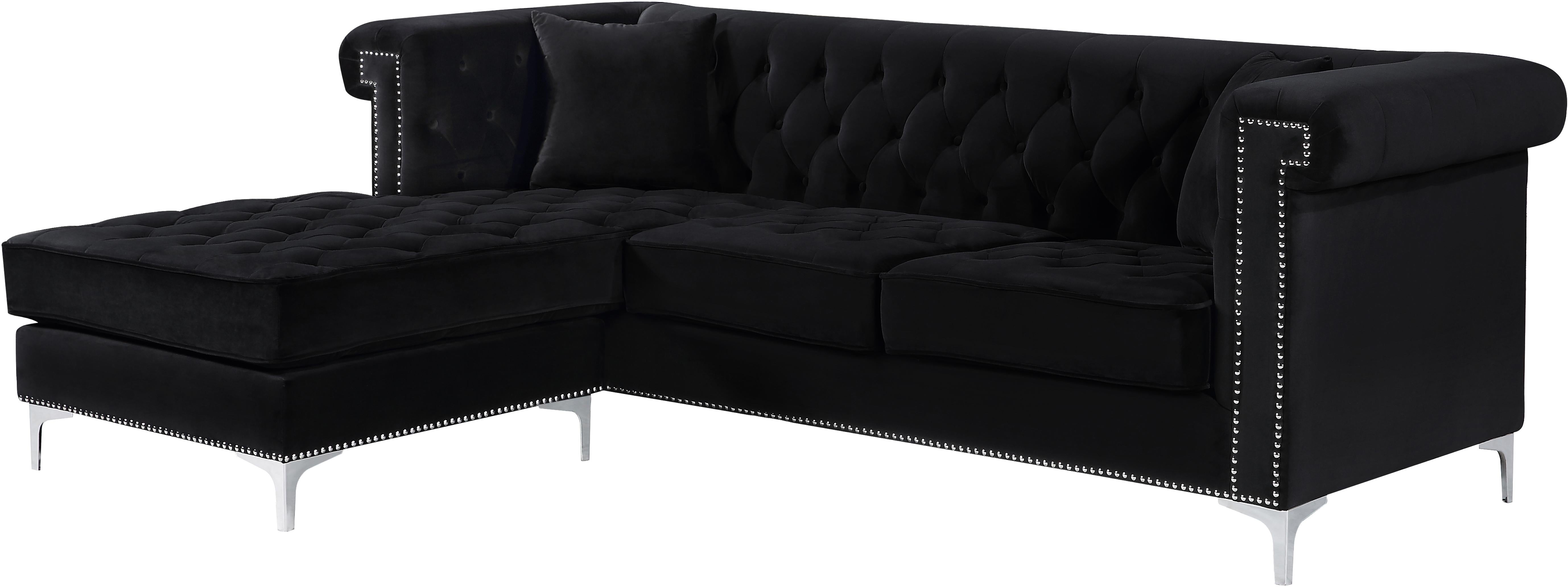 Damian Black Velvet 2pc. Reversible Sectional - Luxury Home Furniture (MI)