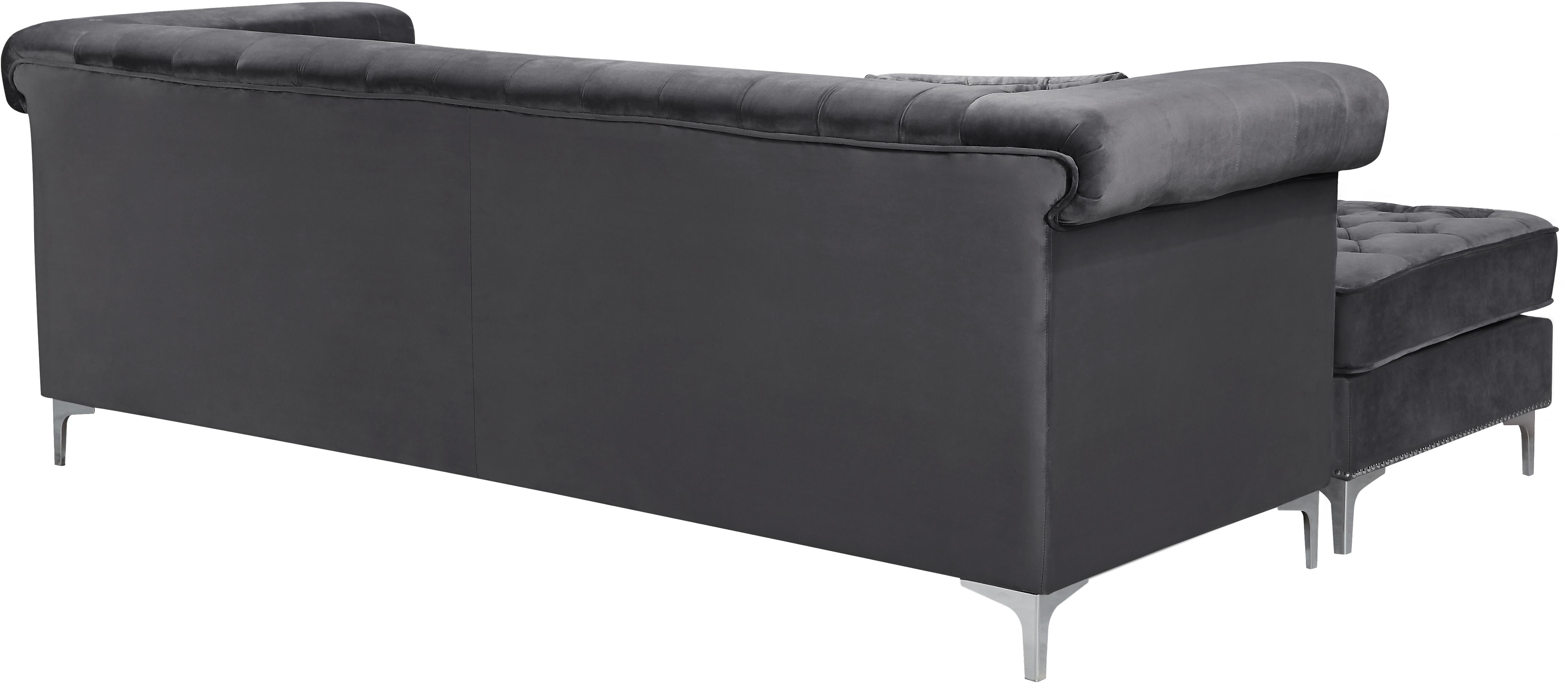 Damian Grey Velvet 2pc. Reversible Sectional - Luxury Home Furniture (MI)
