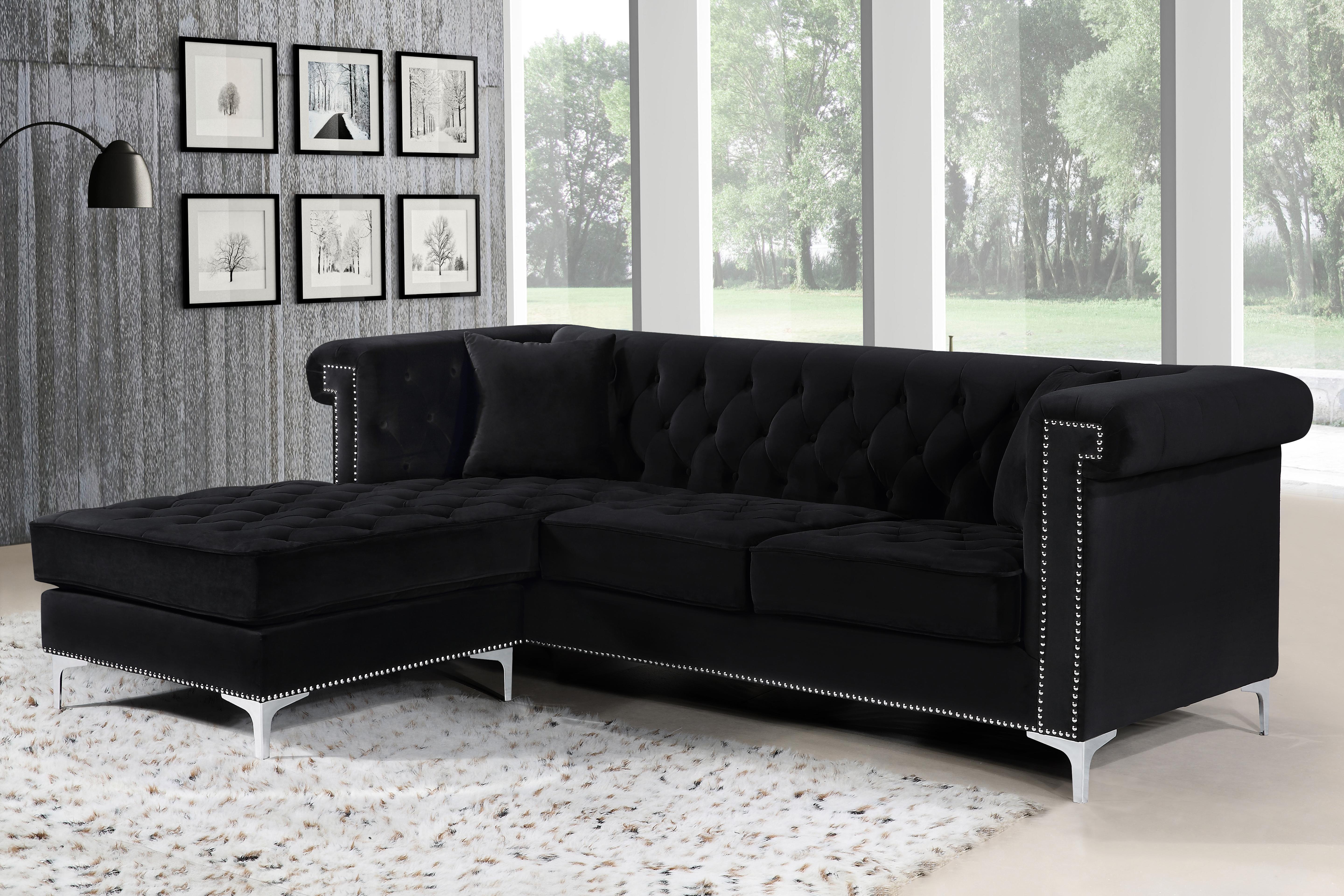 Damian Black Velvet 2pc. Reversible Sectional - Luxury Home Furniture (MI)