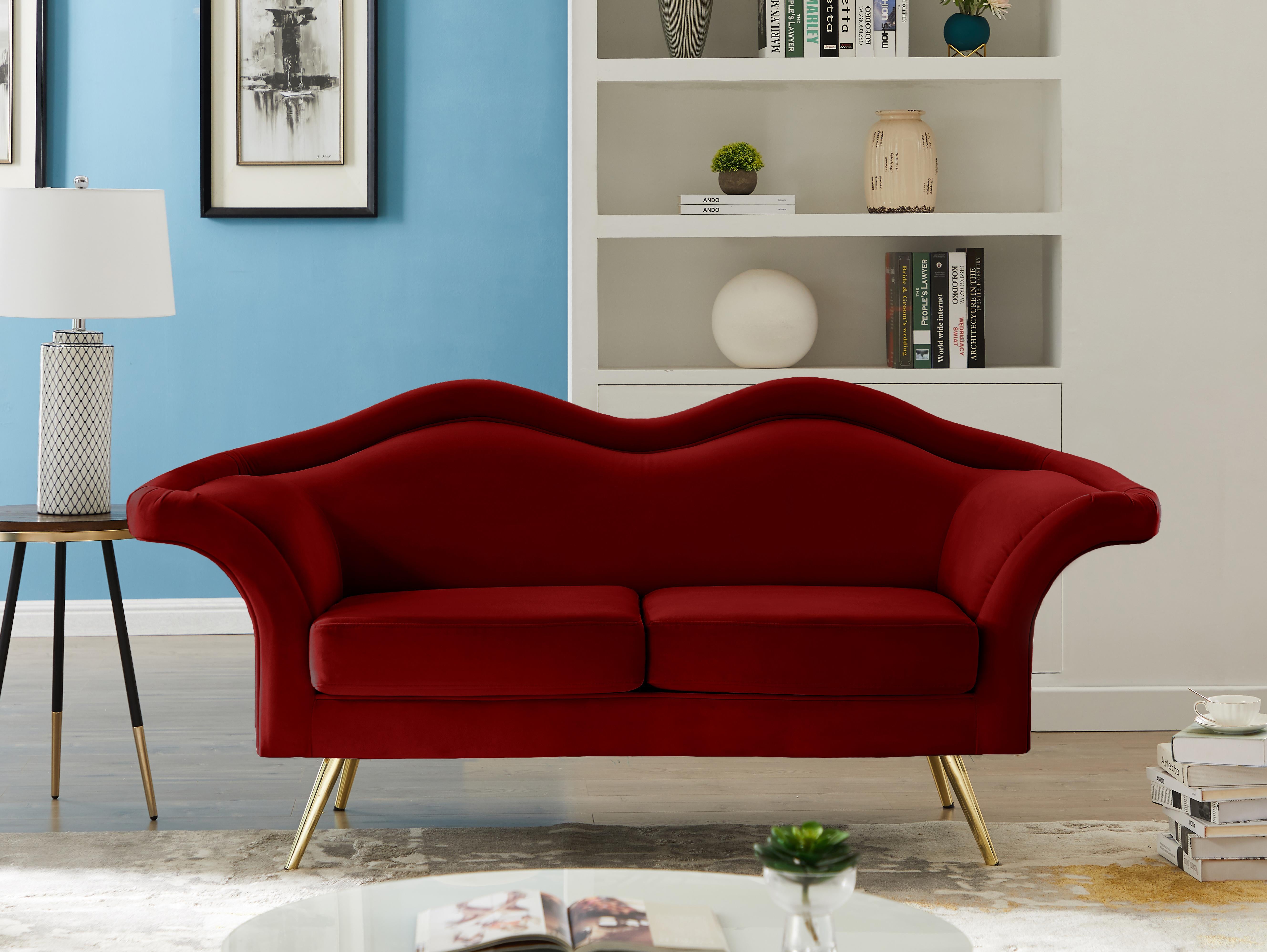 Lips Red Velvet Loveseat - Luxury Home Furniture (MI)