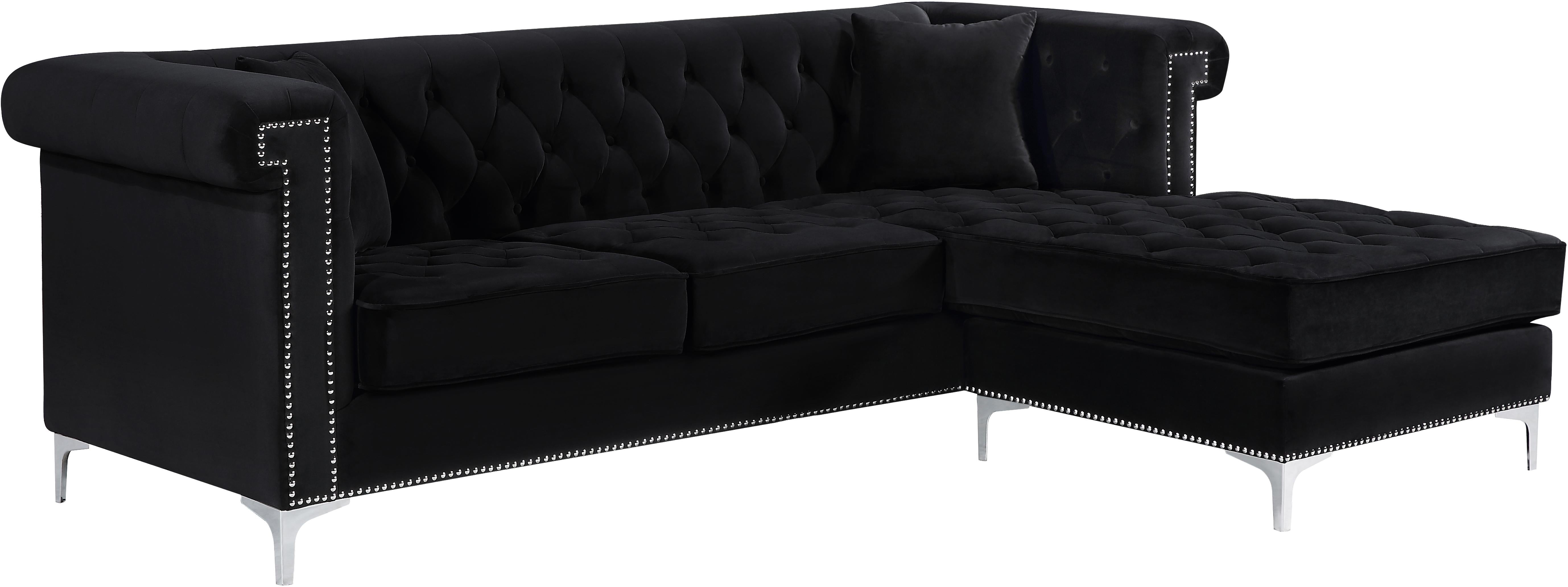 Damian Black Velvet 2pc. Reversible Sectional - Luxury Home Furniture (MI)