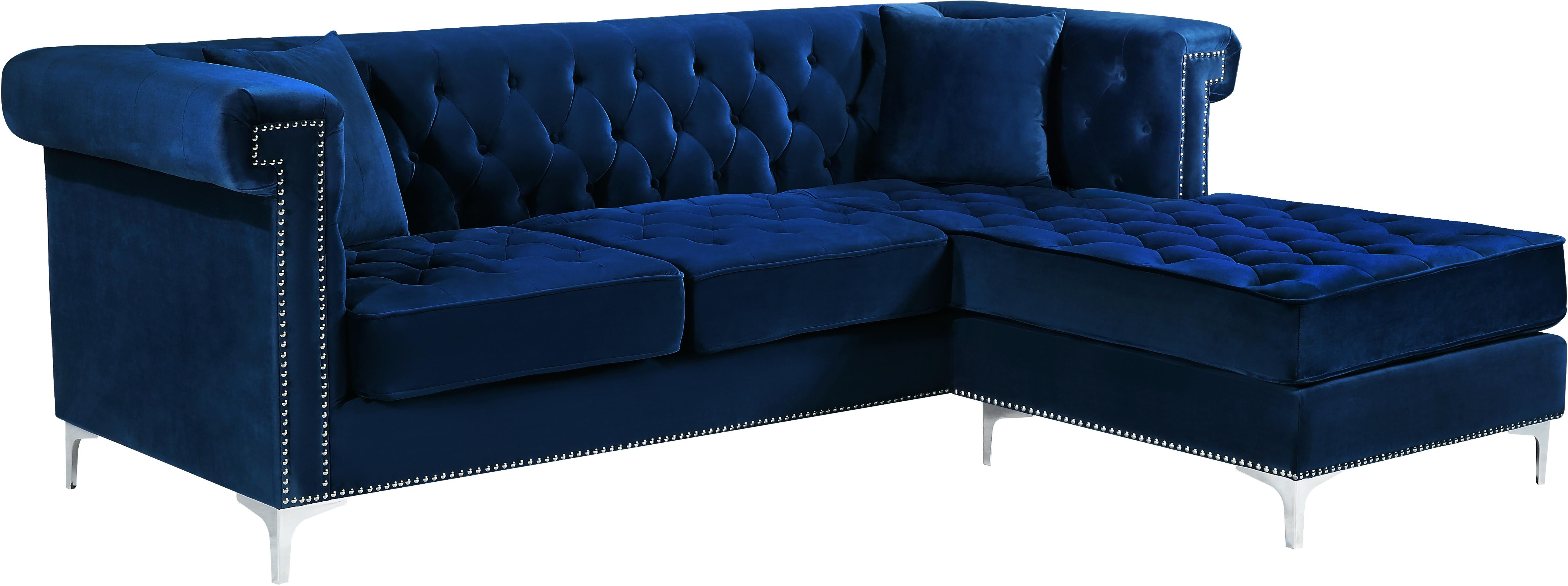 Damian Navy Velvet 2pc. Reversible Sectional - Luxury Home Furniture (MI)