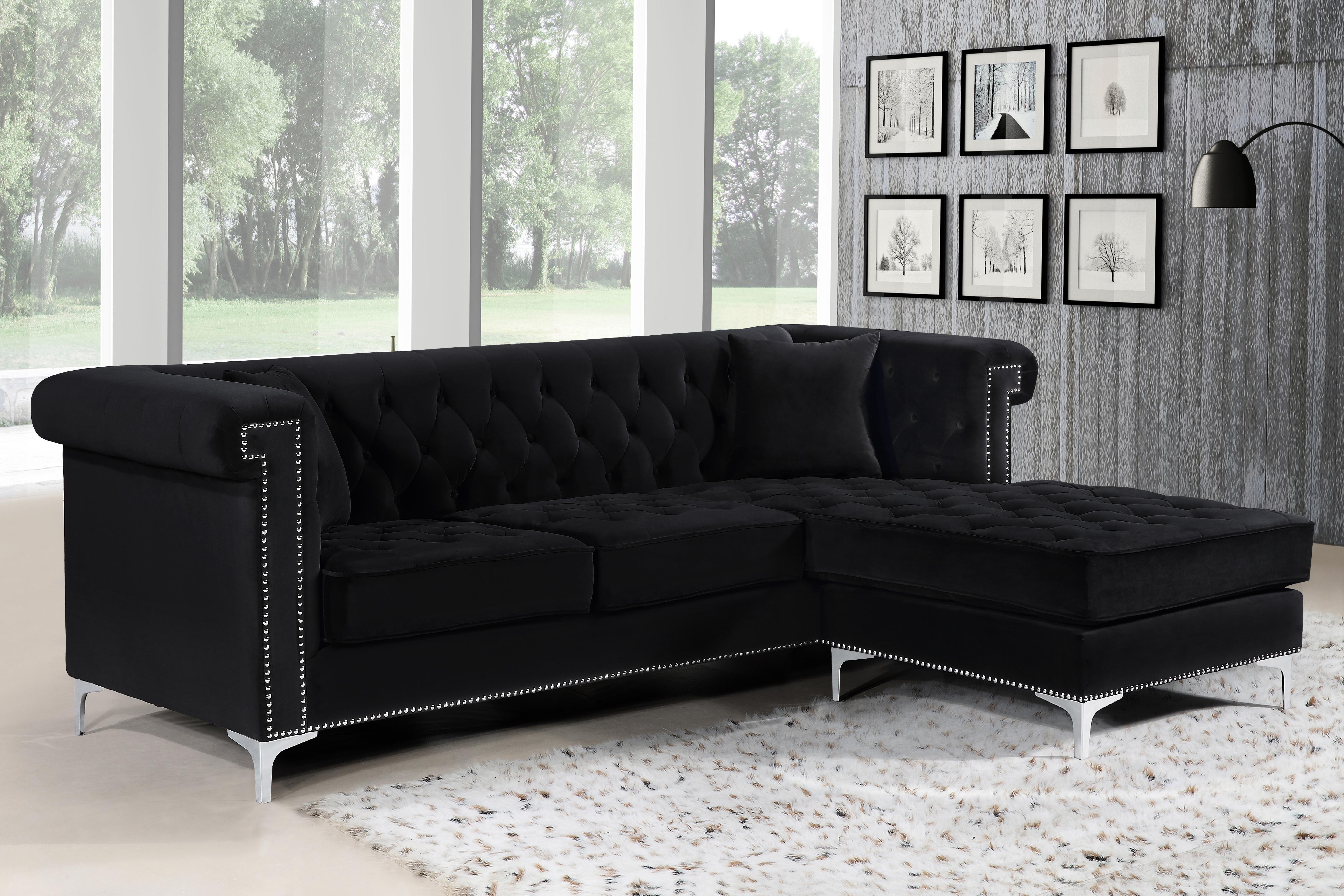 Damian Black Velvet 2pc. Reversible Sectional - Luxury Home Furniture (MI)