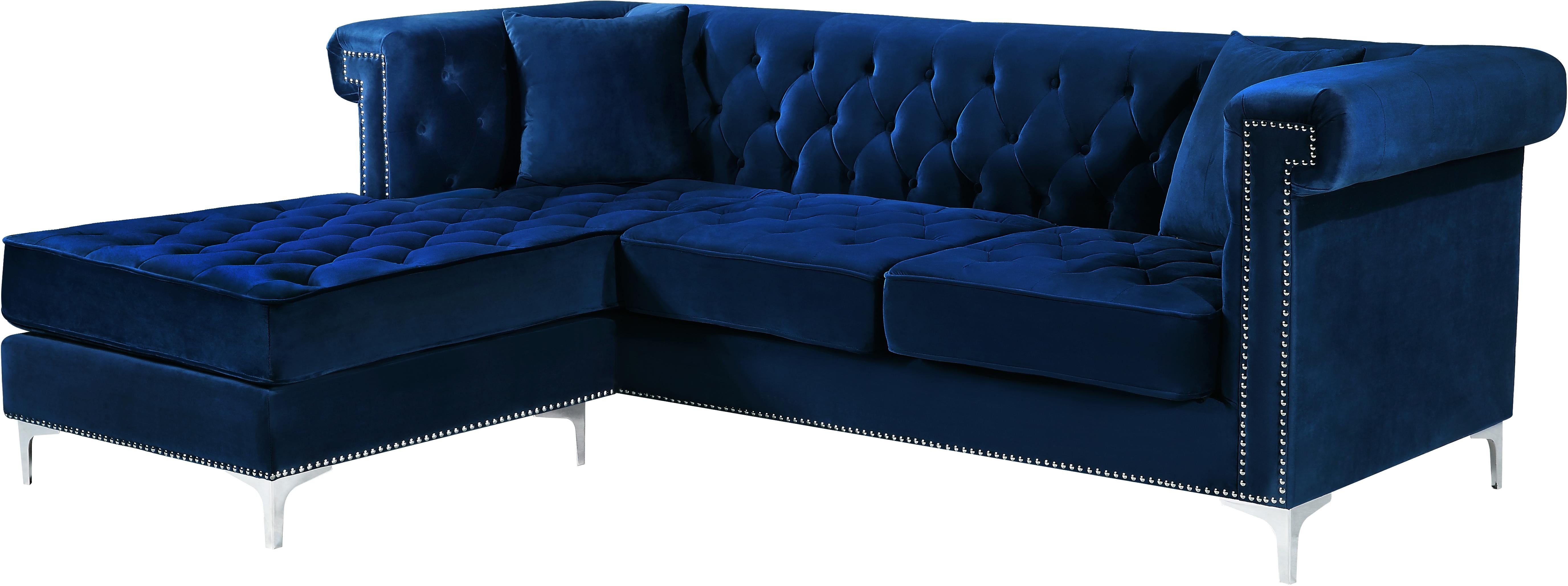 Damian Navy Velvet 2pc. Reversible Sectional - Luxury Home Furniture (MI)