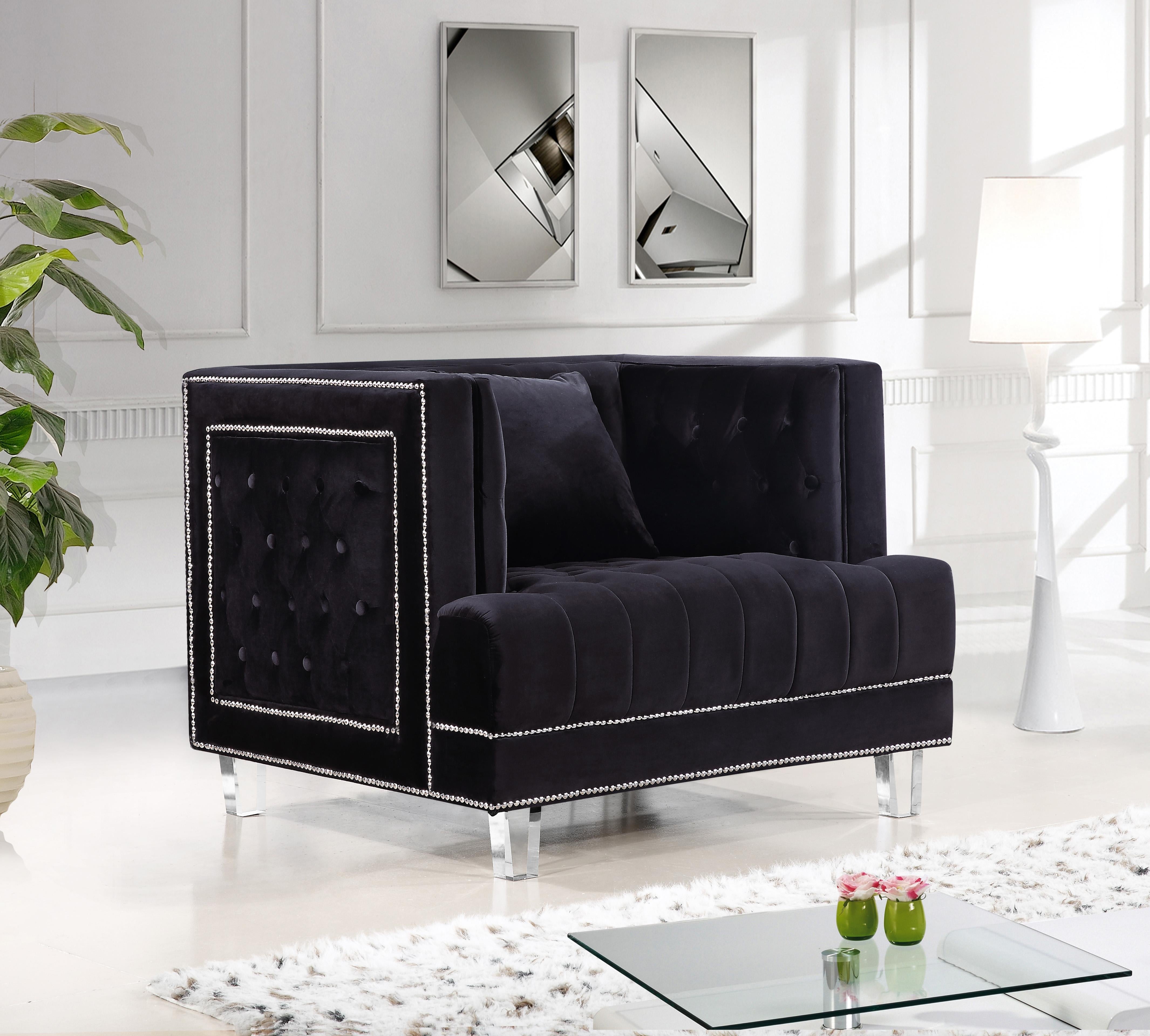 Lucas Black Velvet Chair - Luxury Home Furniture (MI)