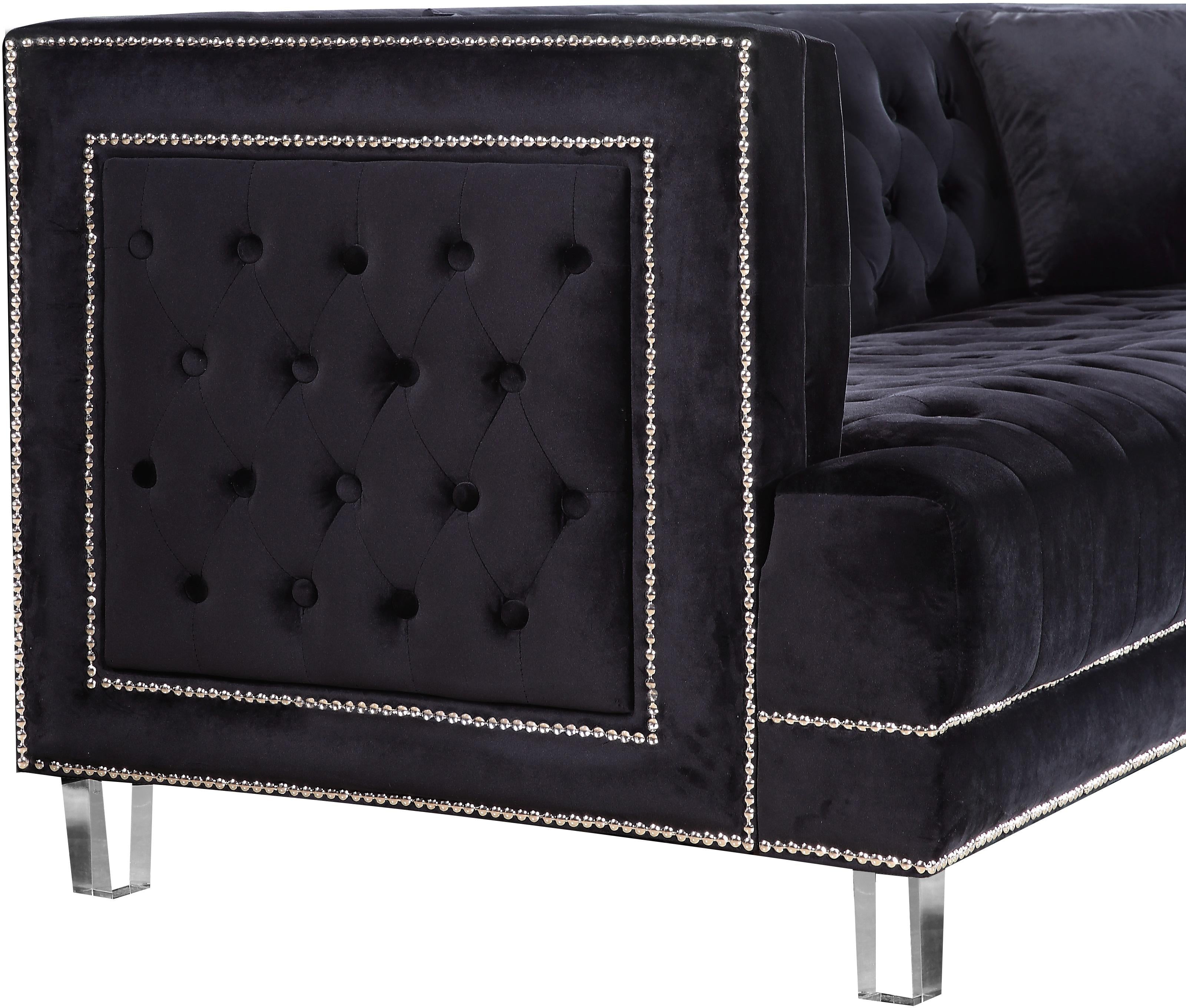 Lucas Black Velvet Loveseat - Luxury Home Furniture (MI)