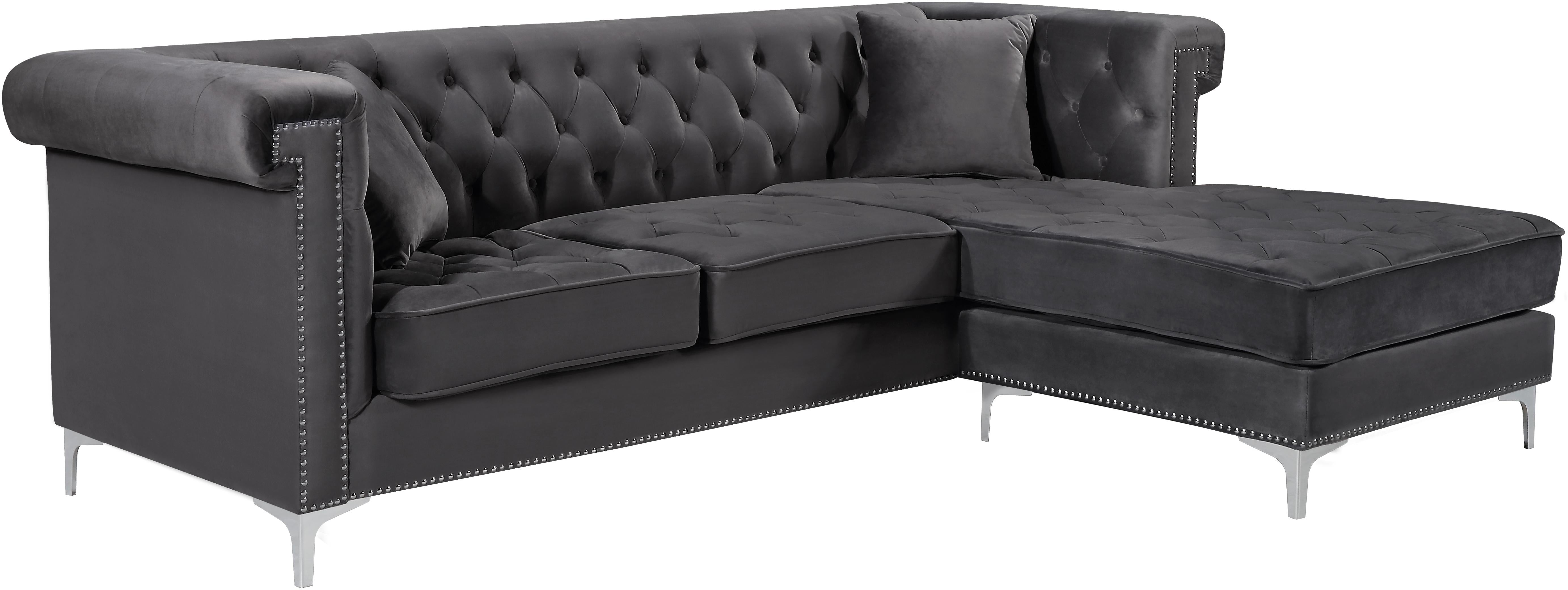 Damian Grey Velvet 2pc. Reversible Sectional - Luxury Home Furniture (MI)