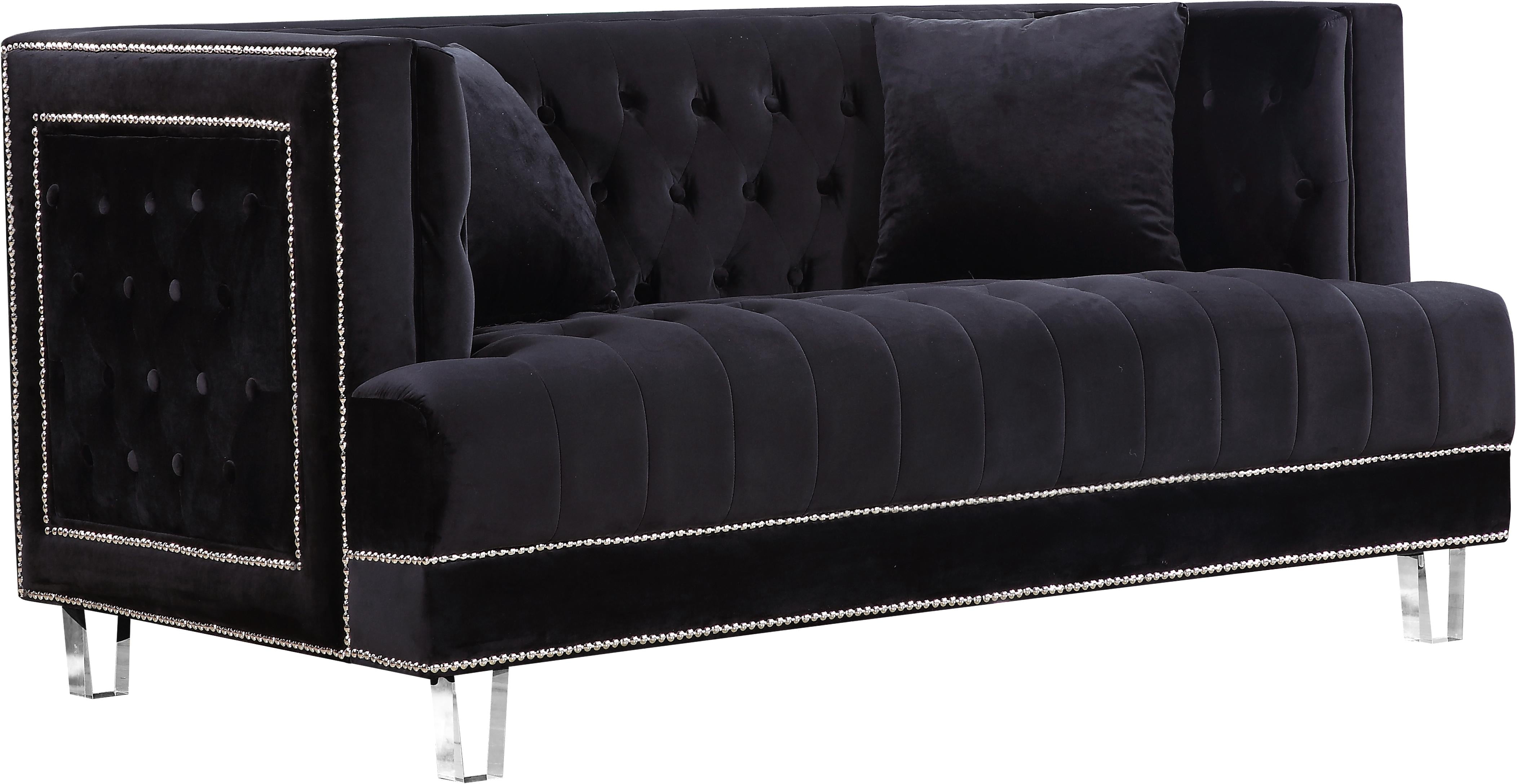 Lucas Black Velvet Loveseat - Luxury Home Furniture (MI)
