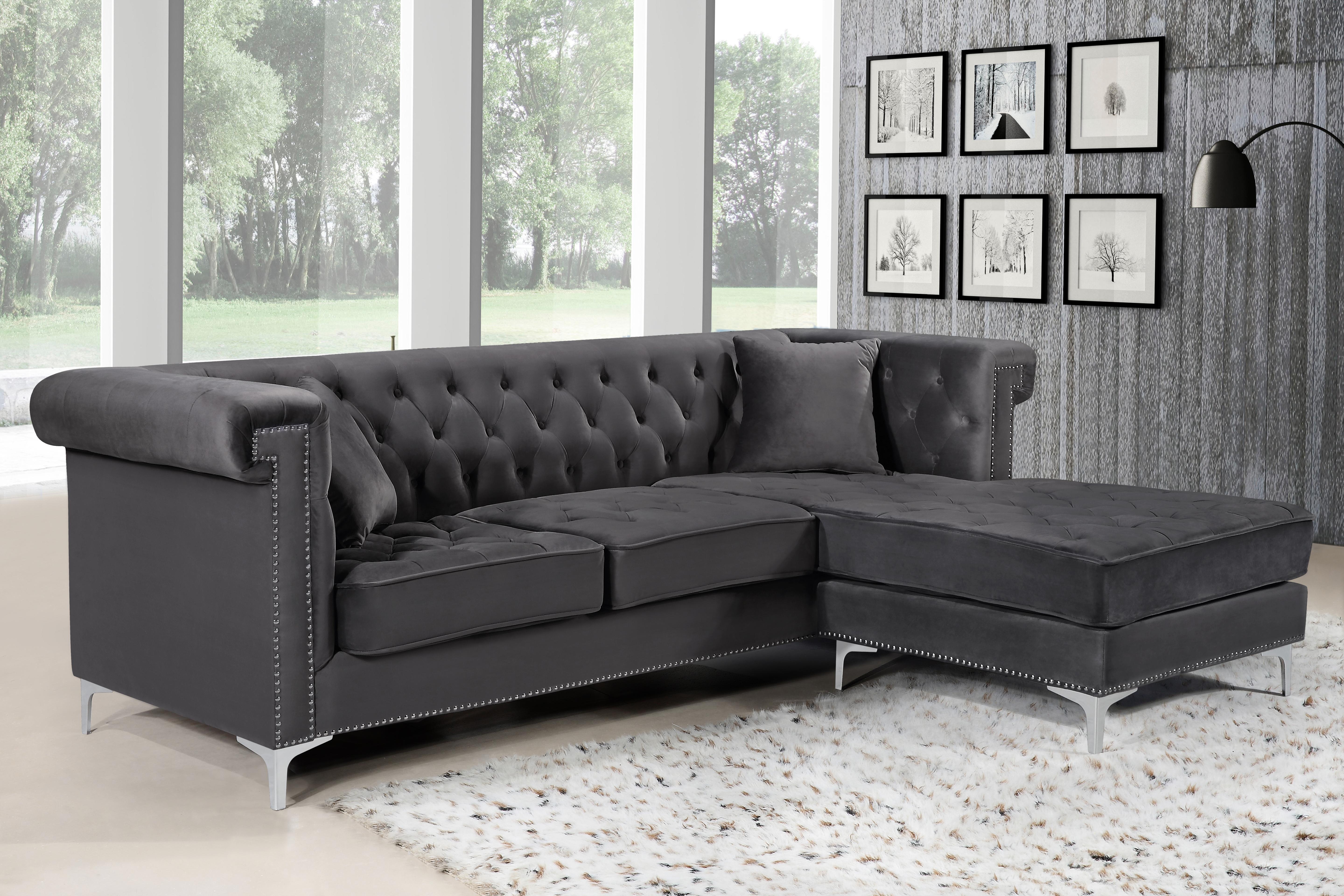 Damian Grey Velvet 2pc. Reversible Sectional - Luxury Home Furniture (MI)