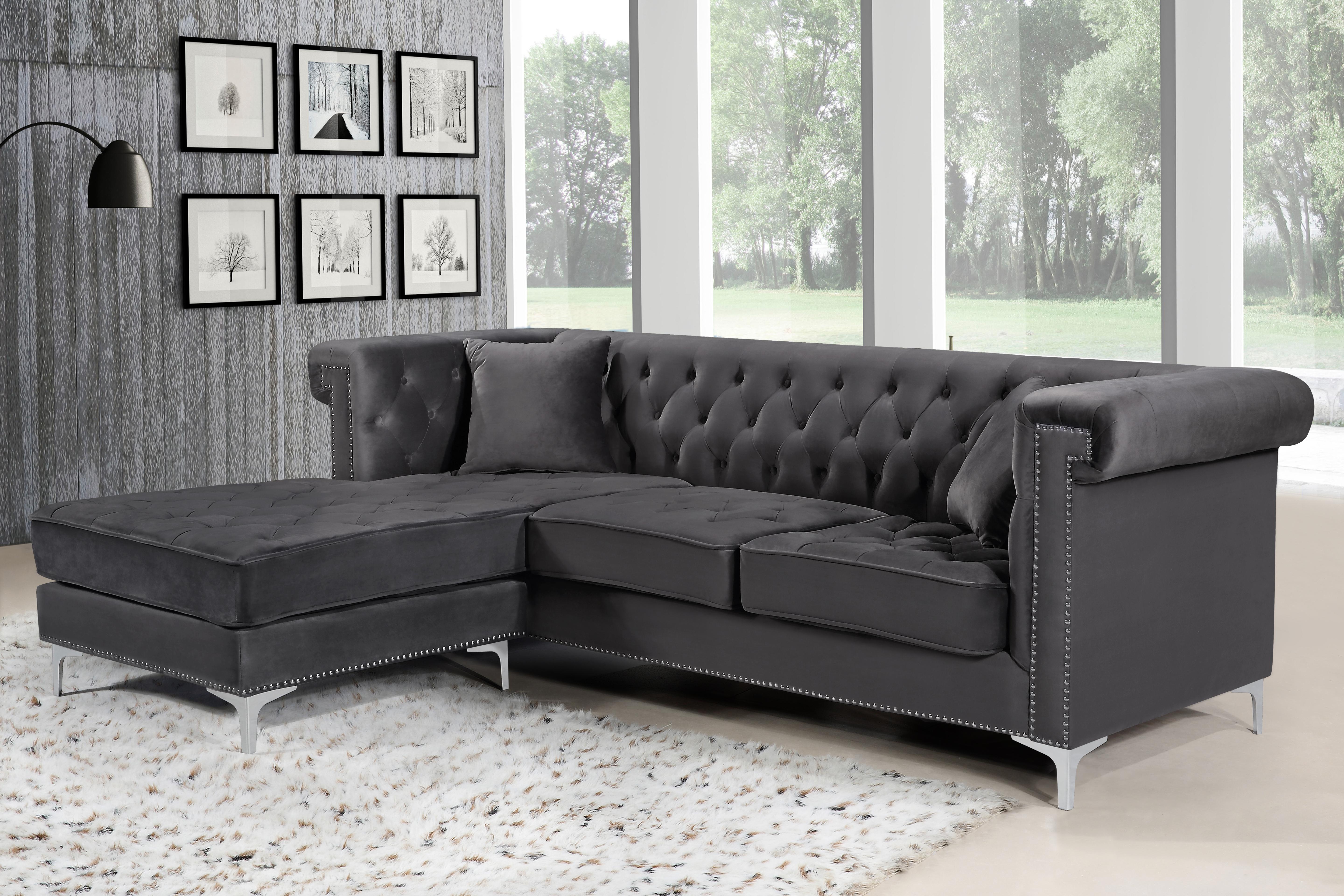 Damian Grey Velvet 2pc. Reversible Sectional - Luxury Home Furniture (MI)