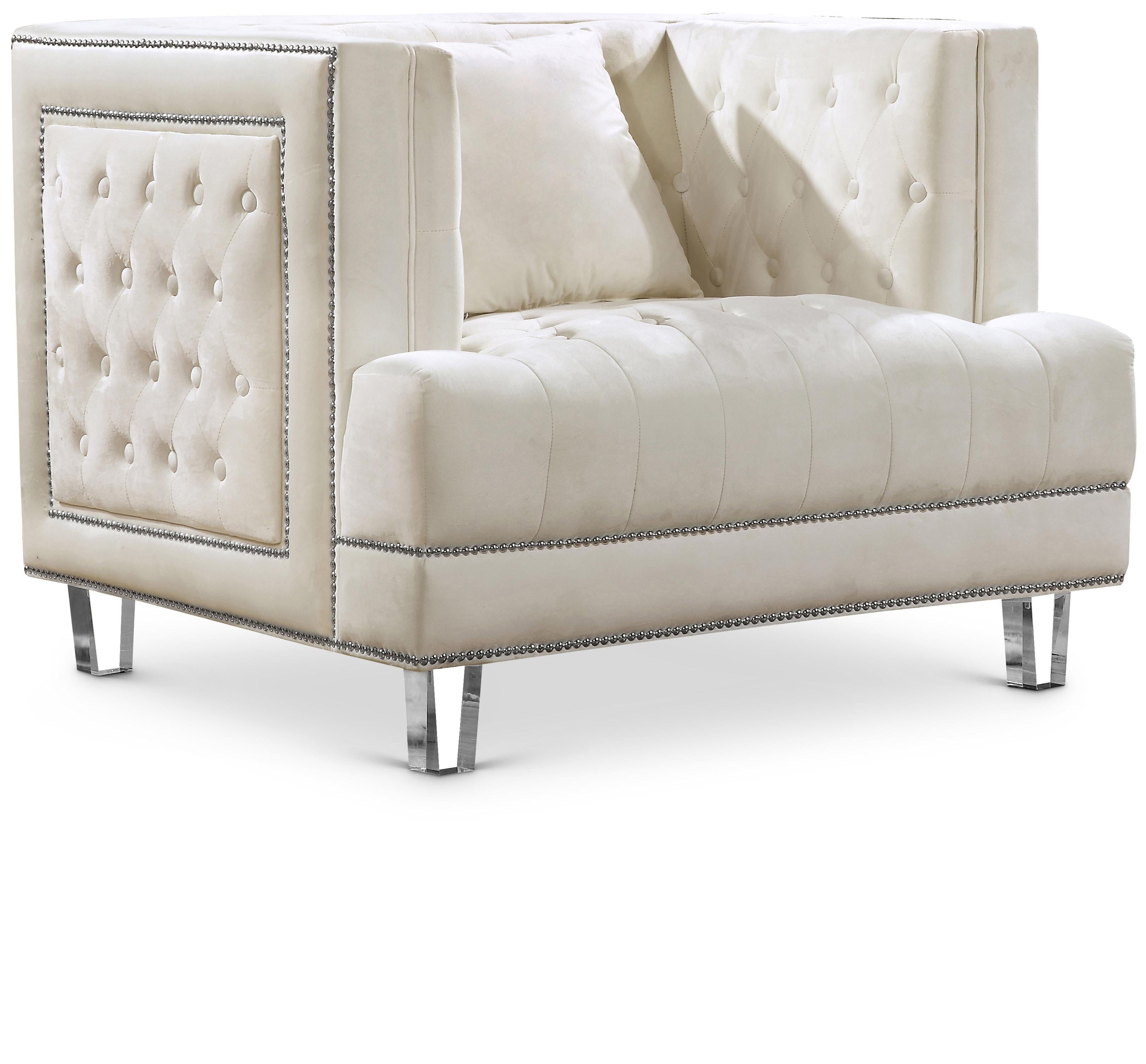 Lucas Cream Velvet Chair - Luxury Home Furniture (MI)