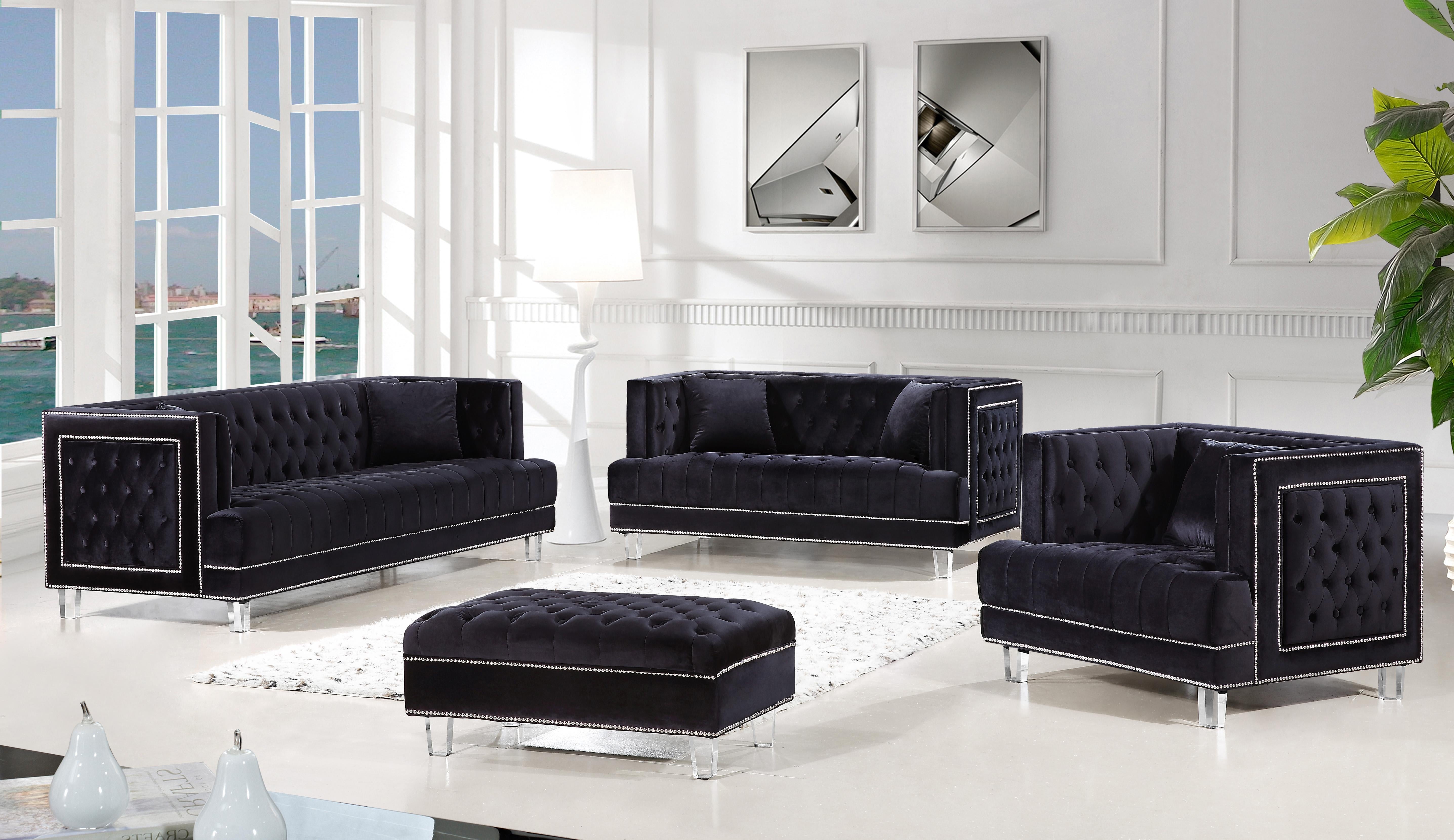 Lucas Black Velvet Sofa - Luxury Home Furniture (MI)