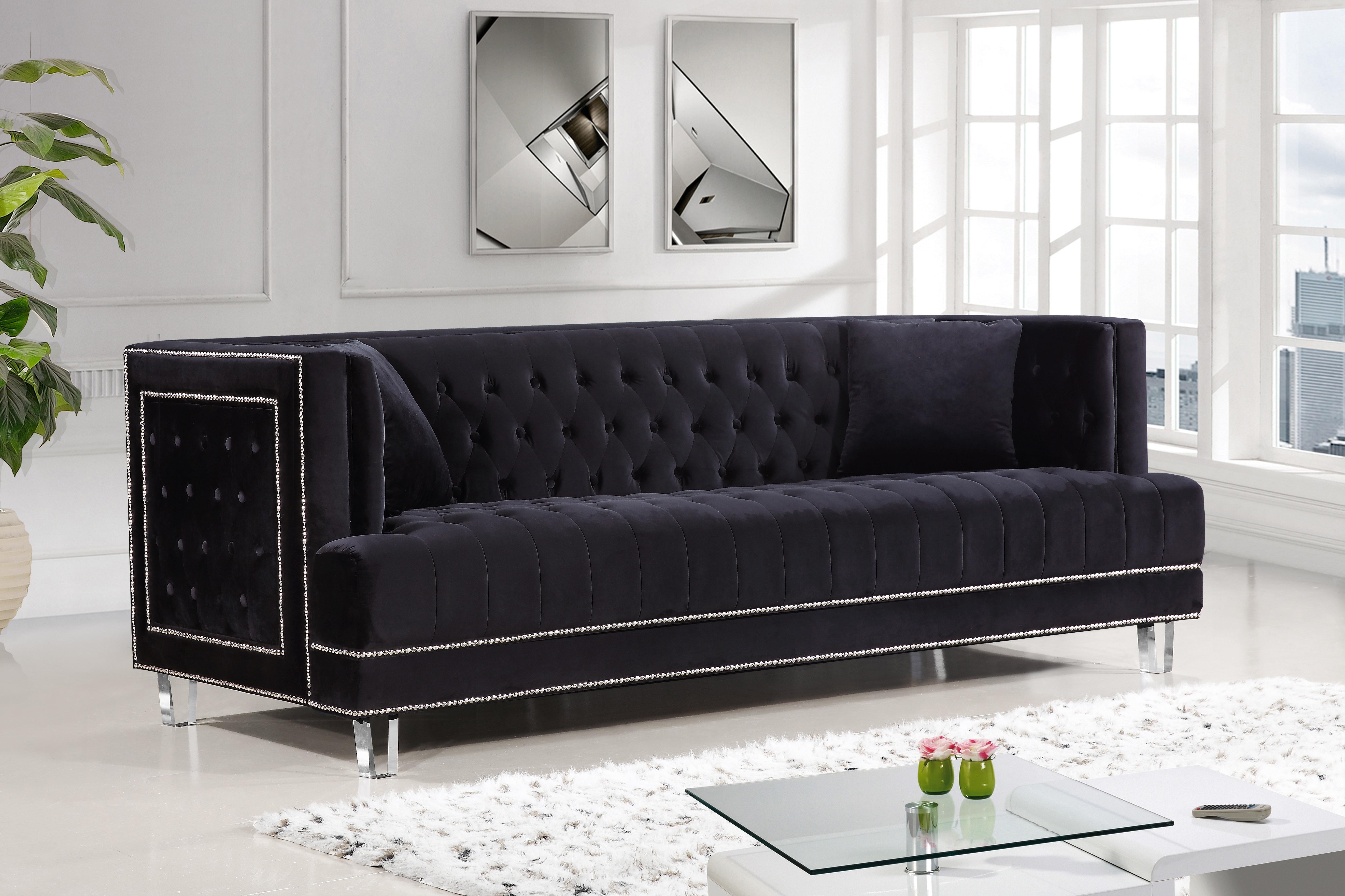 Lucas Black Velvet Sofa - Luxury Home Furniture (MI)