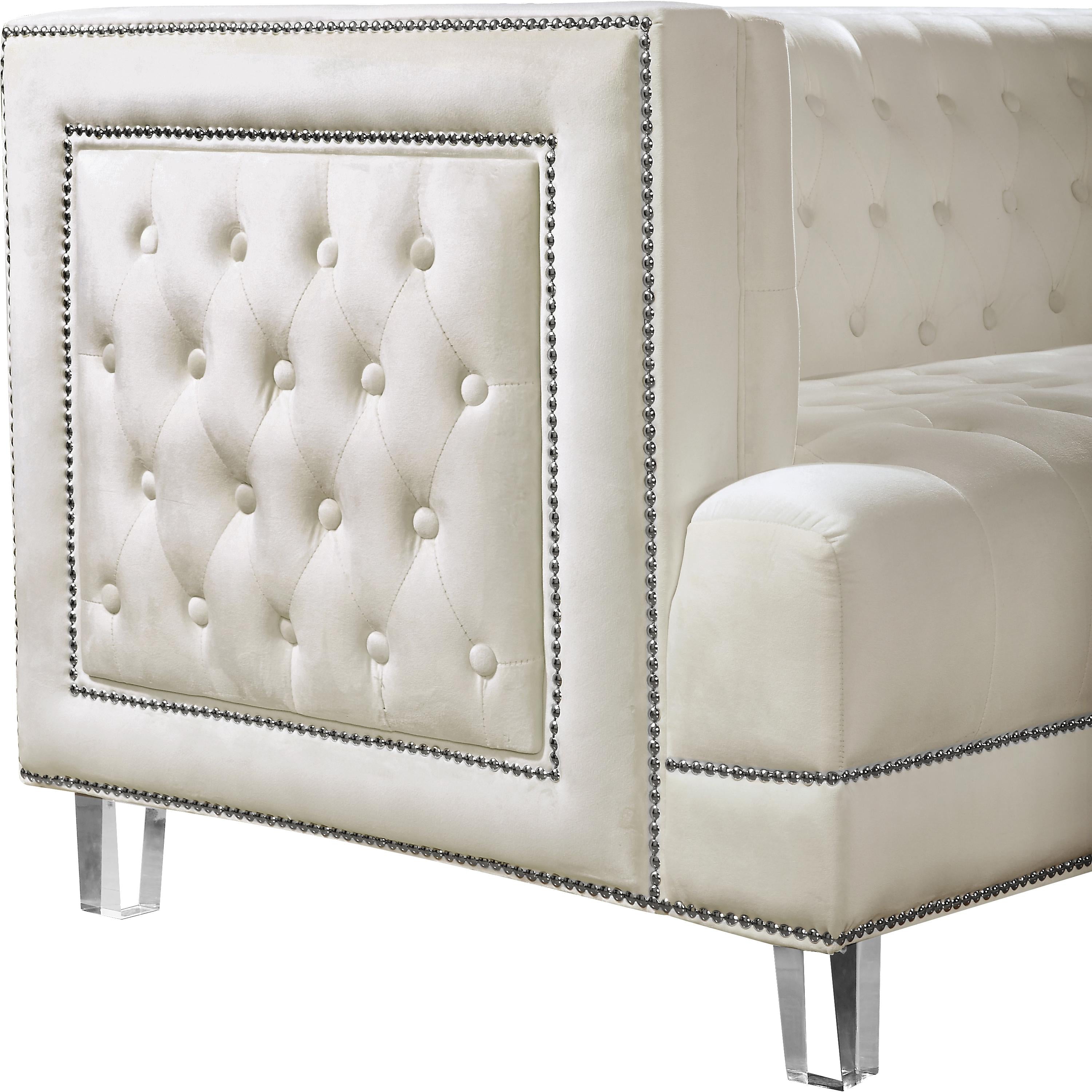 Lucas Cream Velvet Loveseat - Luxury Home Furniture (MI)