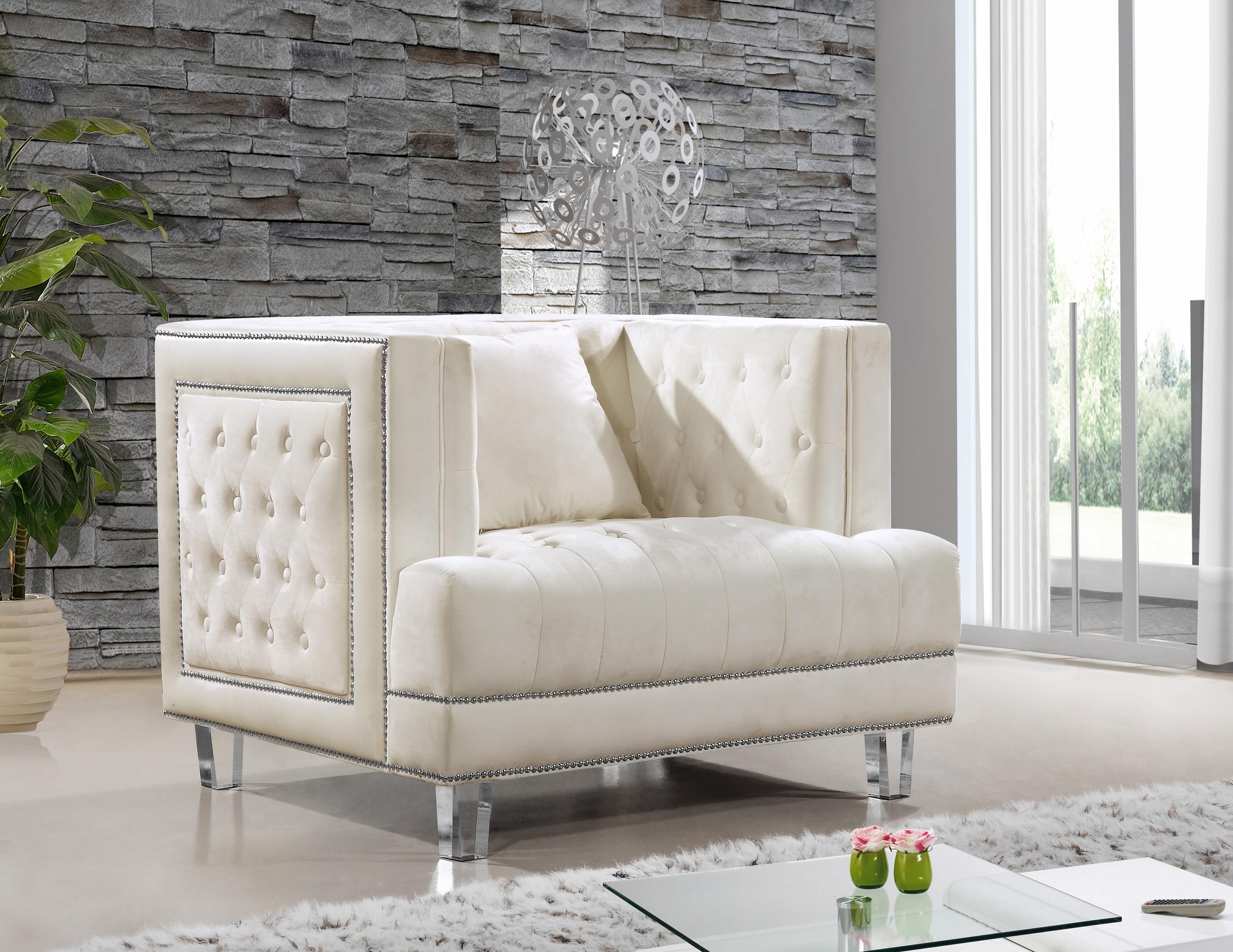 Lucas Cream Velvet Chair - Luxury Home Furniture (MI)