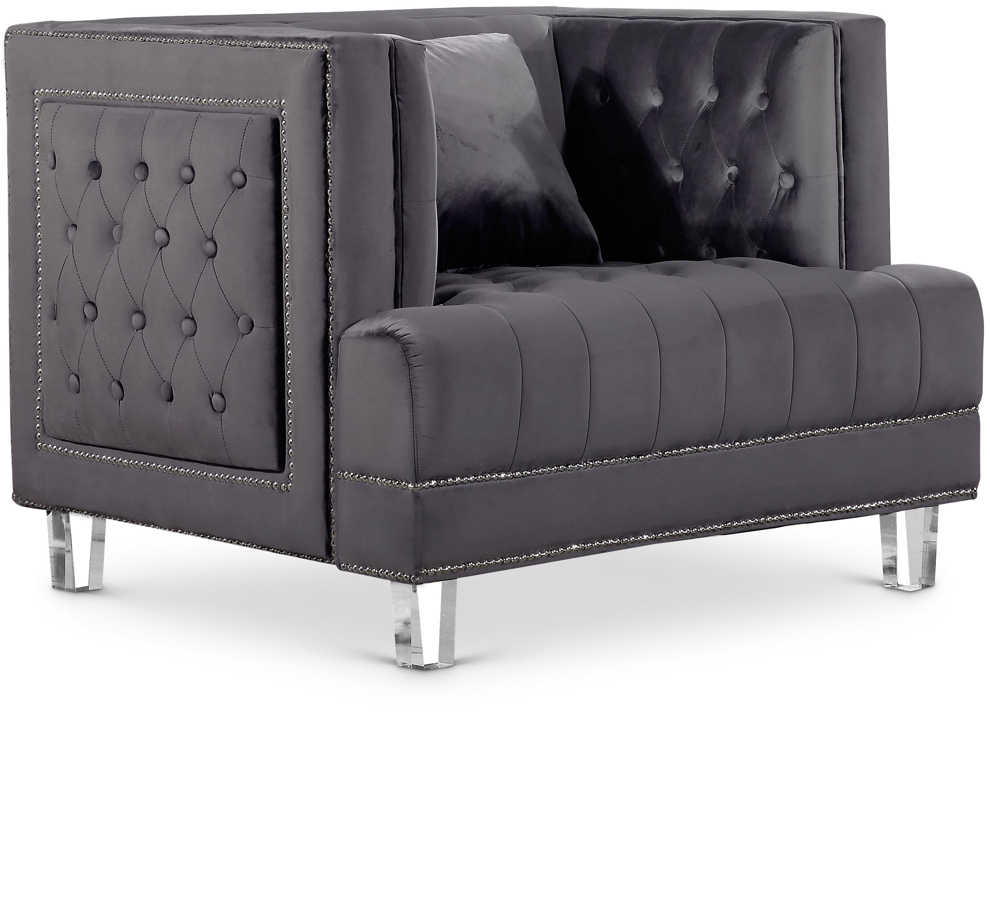 Lucas Grey Velvet Chair - Luxury Home Furniture (MI)