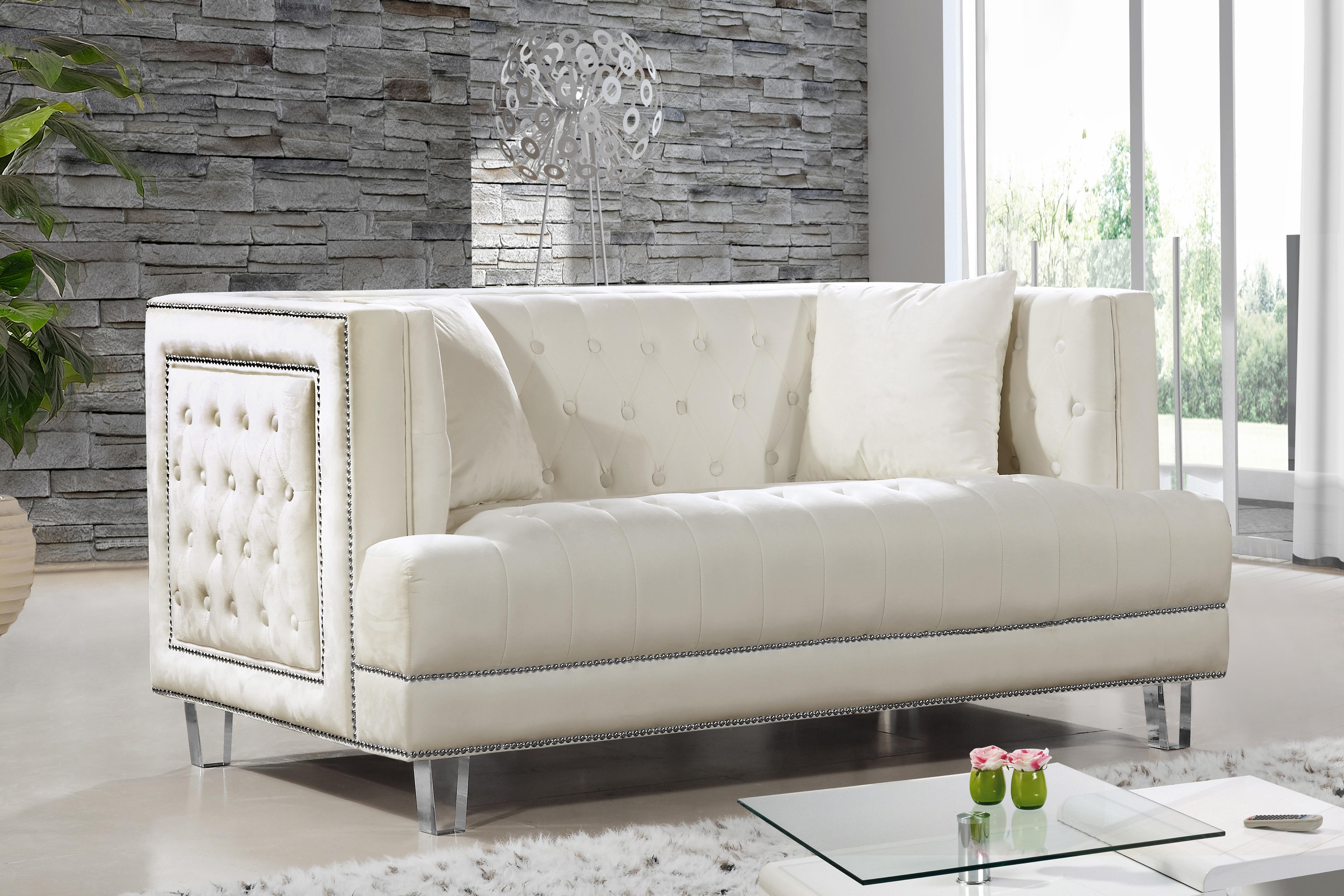 Lucas Cream Velvet Loveseat - Luxury Home Furniture (MI)