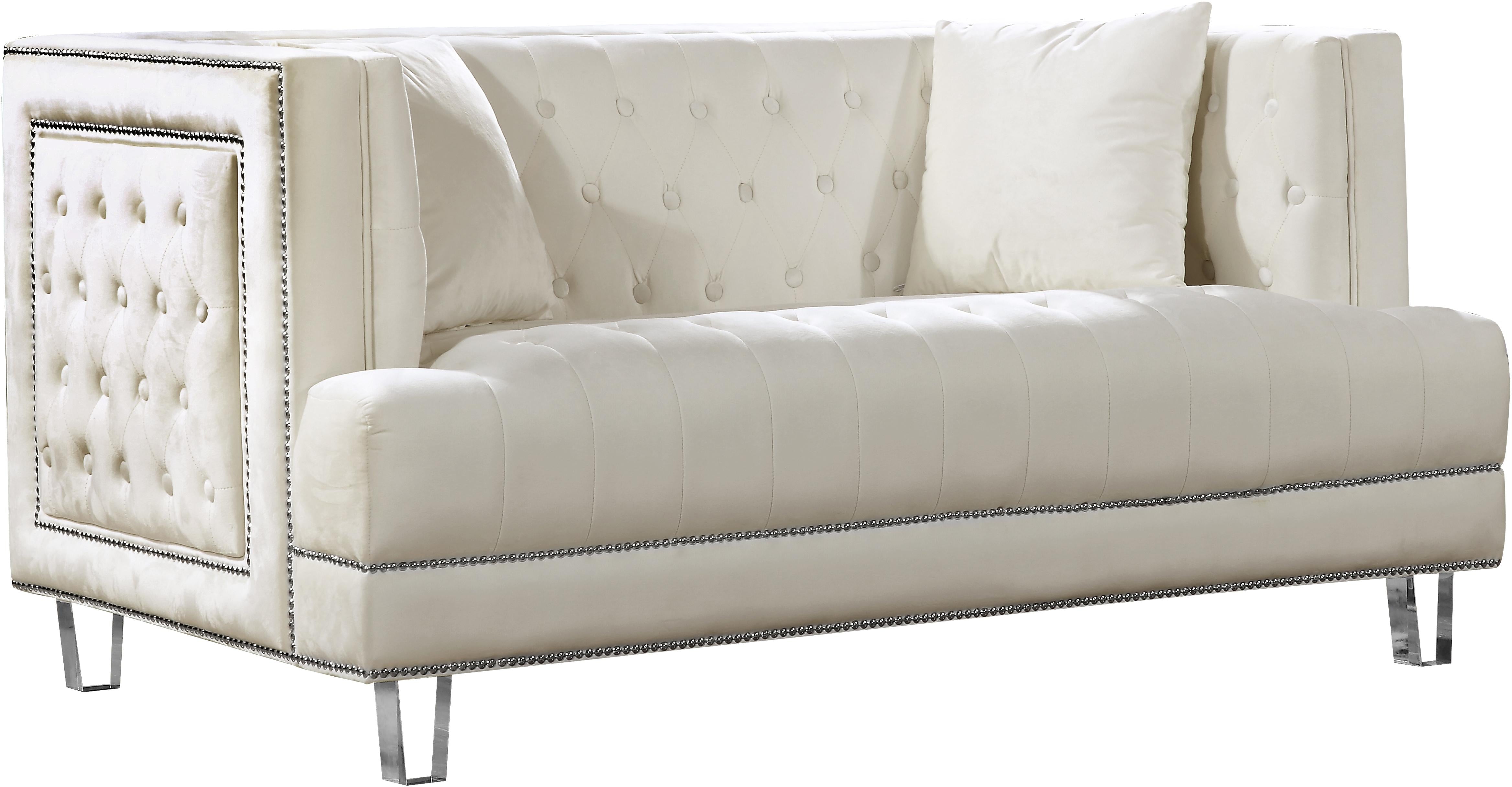 Lucas Cream Velvet Loveseat - Luxury Home Furniture (MI)