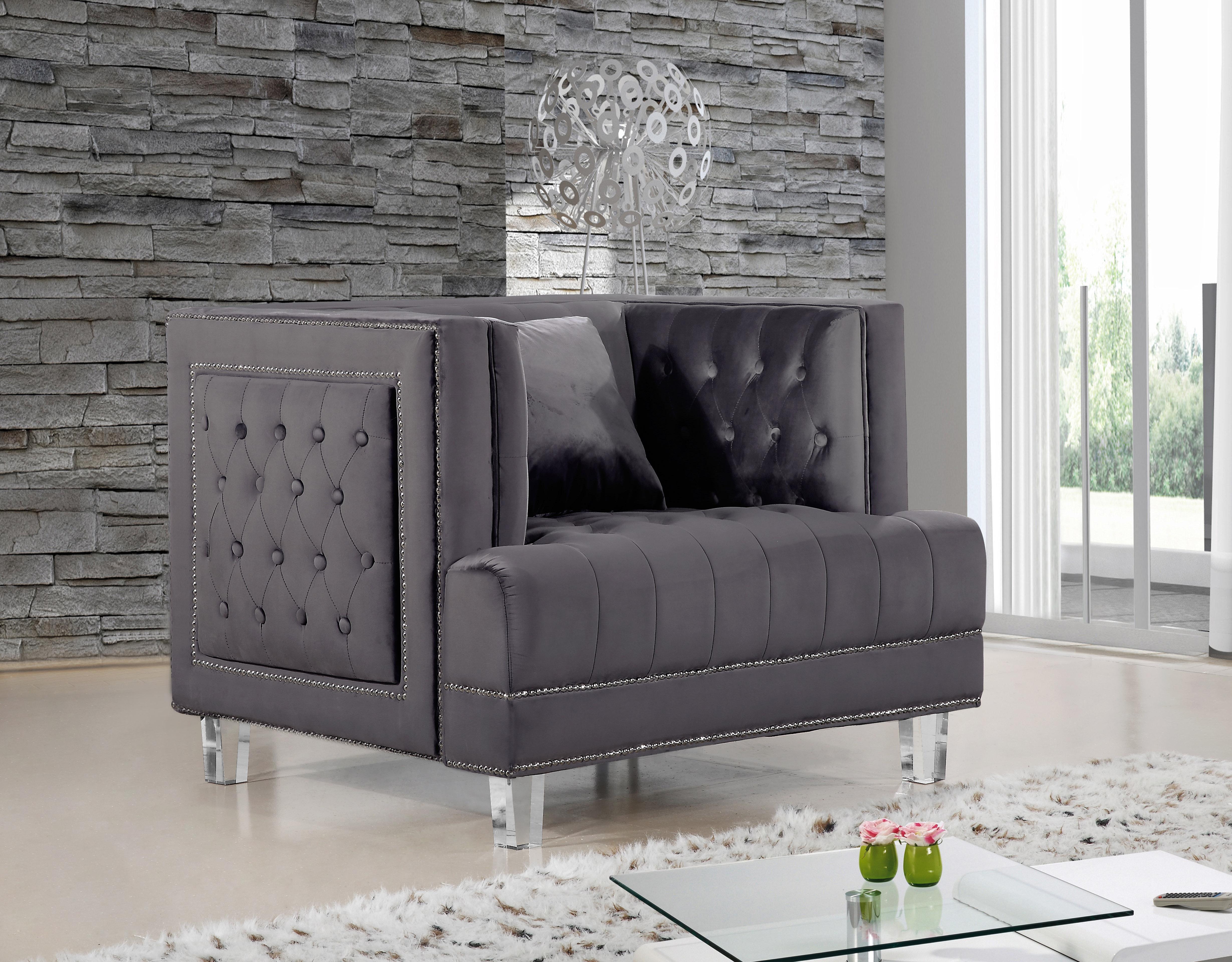 Lucas Grey Velvet Chair - Luxury Home Furniture (MI)