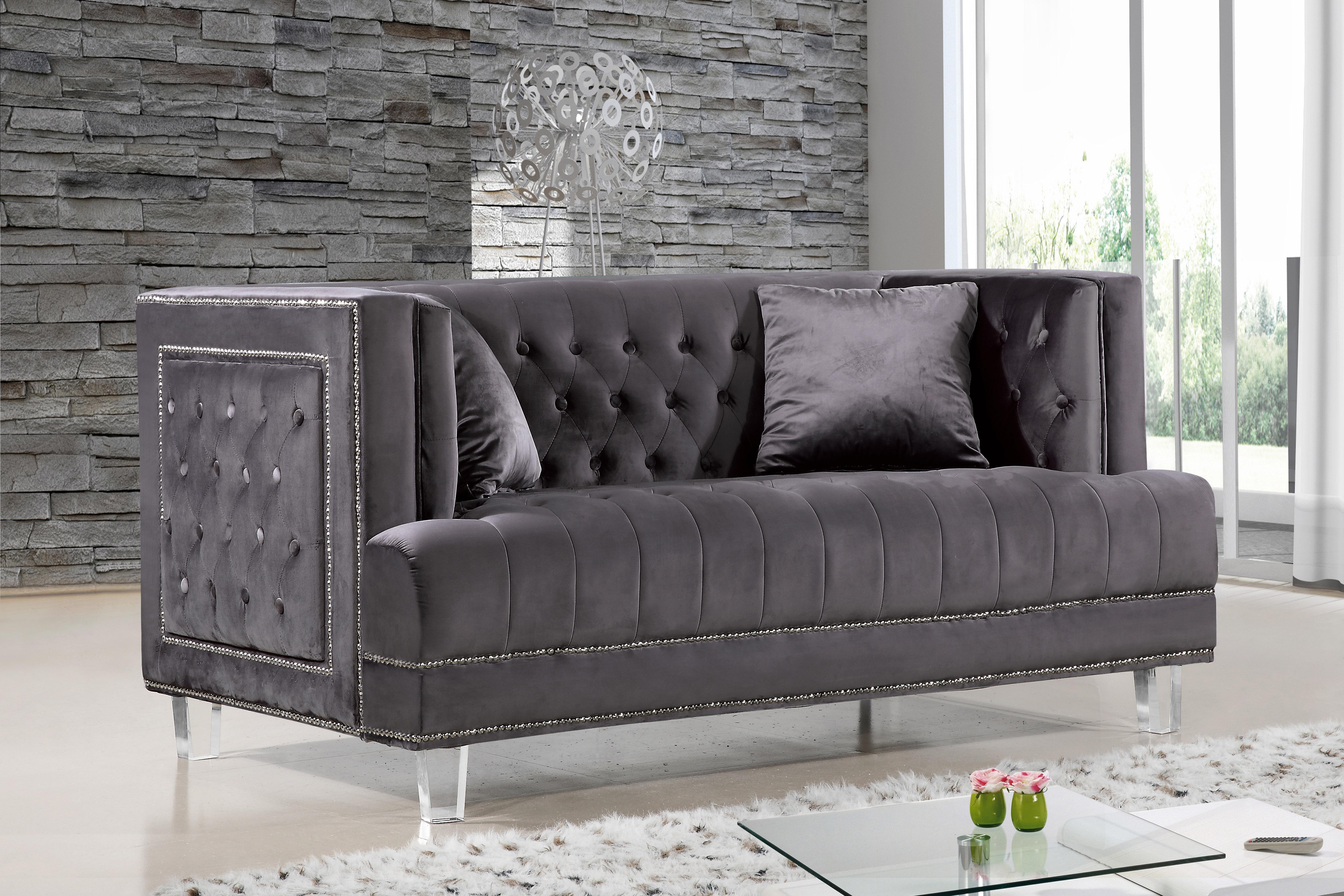 Lucas Grey Velvet Loveseat - Luxury Home Furniture (MI)