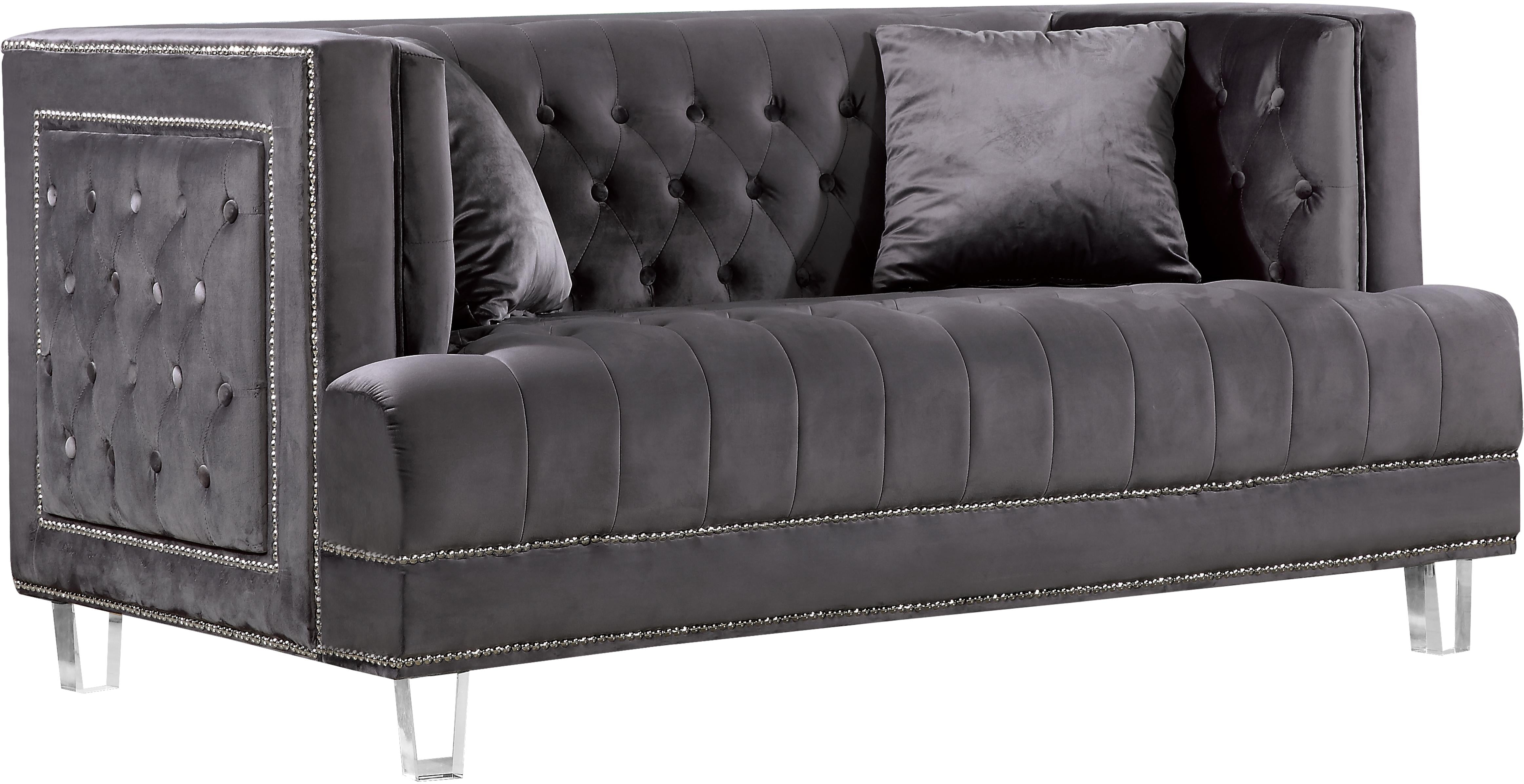 Lucas Grey Velvet Loveseat - Luxury Home Furniture (MI)