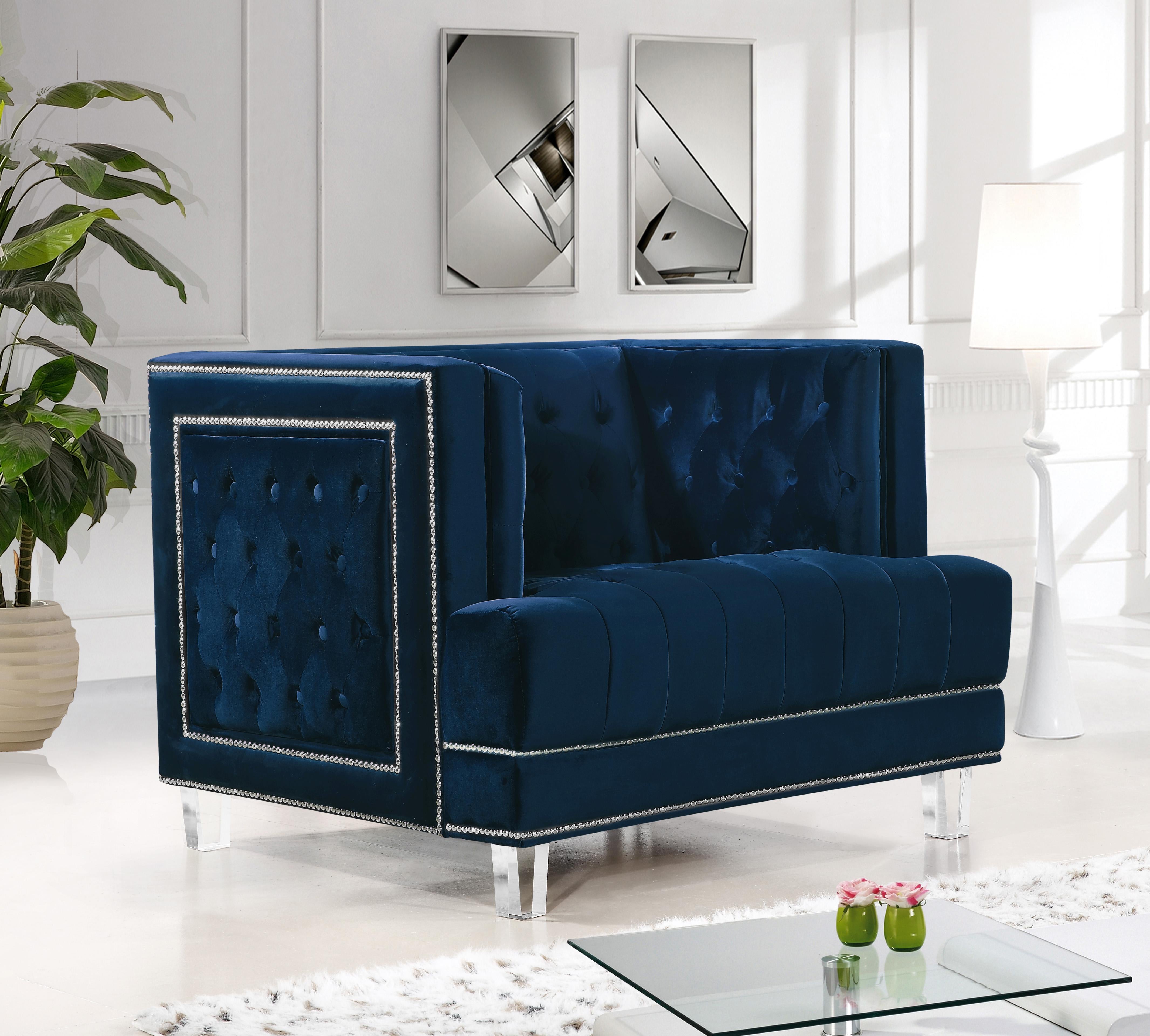 Lucas Navy Velvet Chair - Luxury Home Furniture (MI)