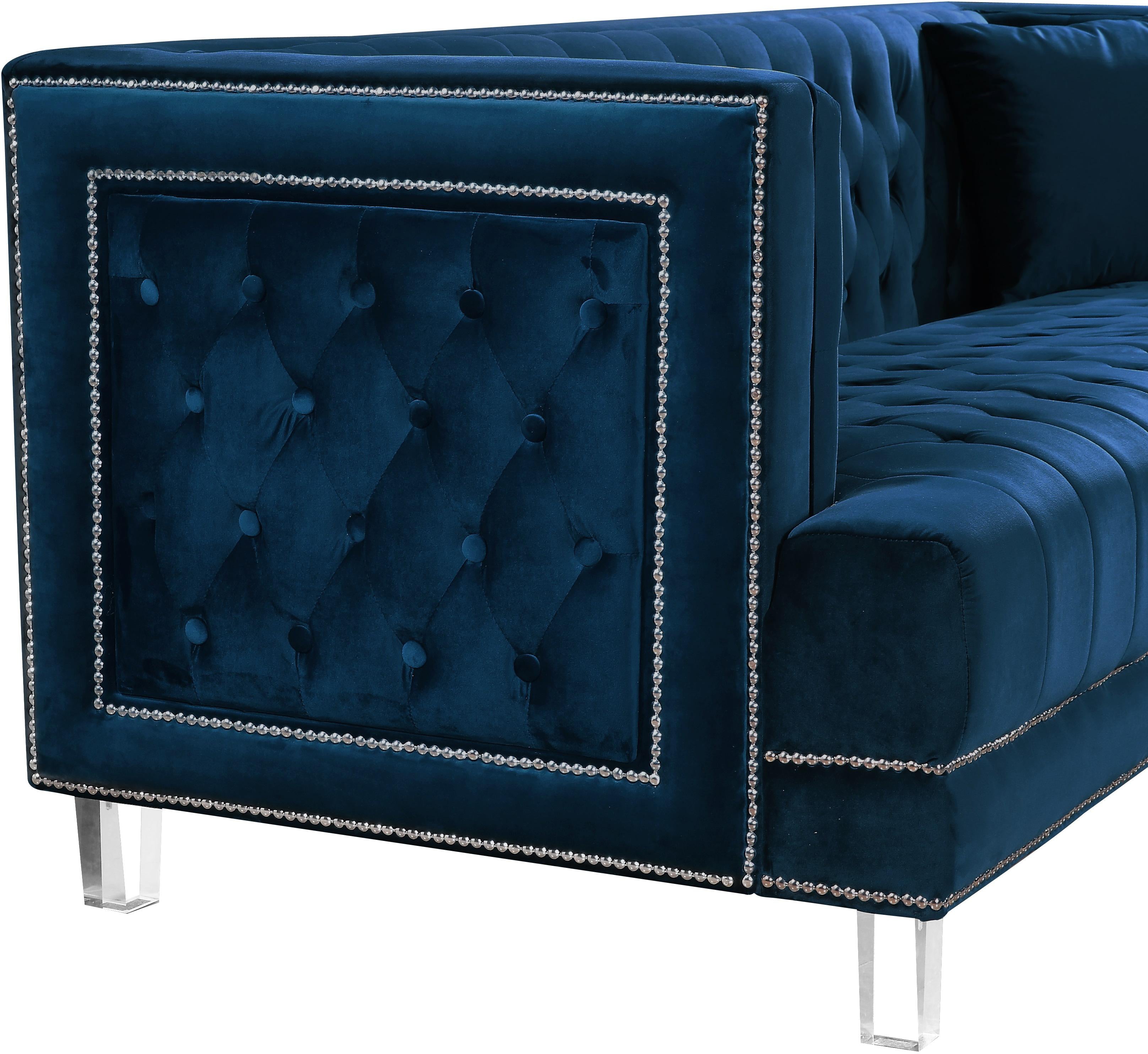Lucas Navy Velvet Loveseat - Luxury Home Furniture (MI)
