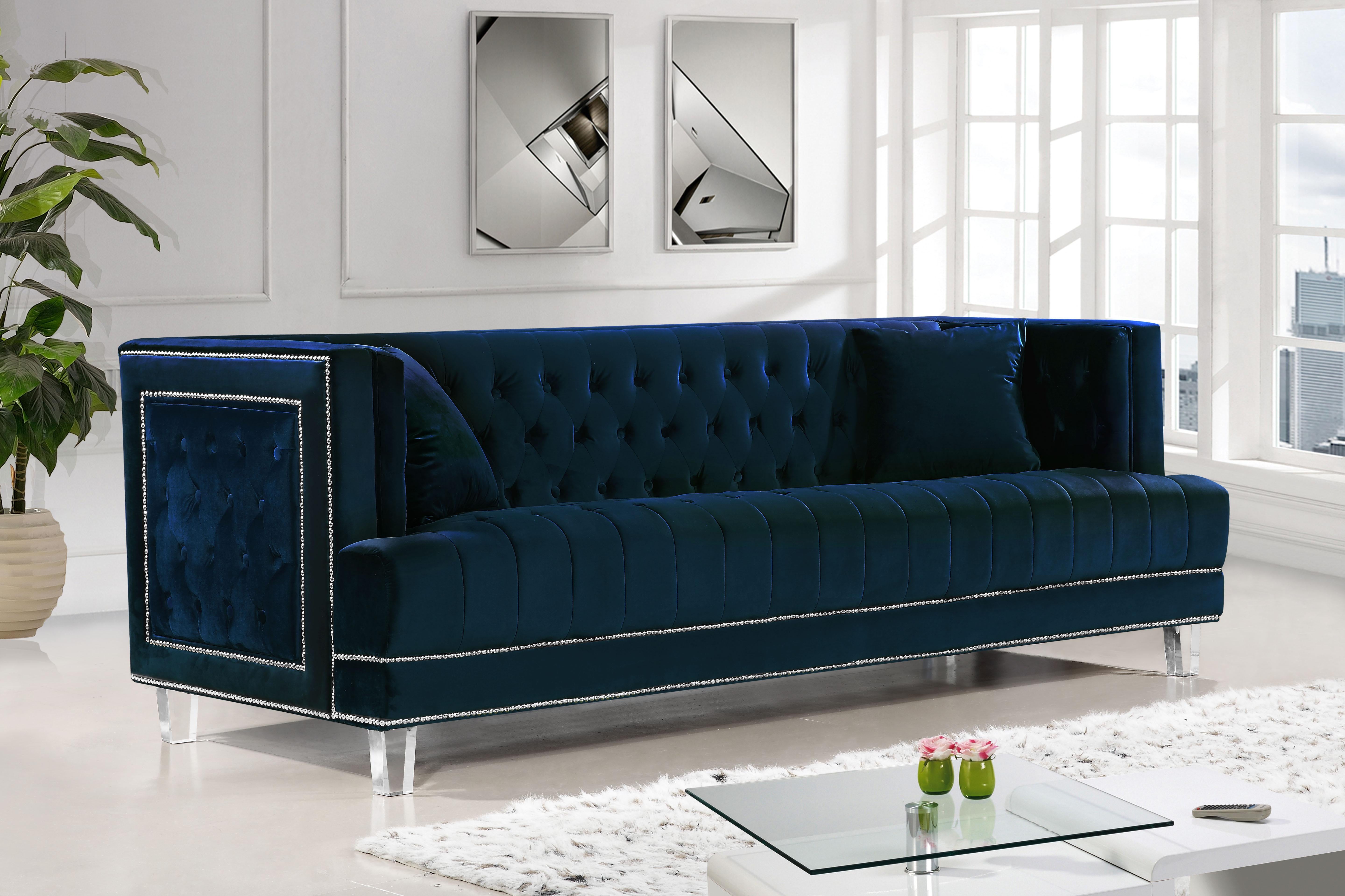 Lucas Navy Velvet Sofa - Luxury Home Furniture (MI)