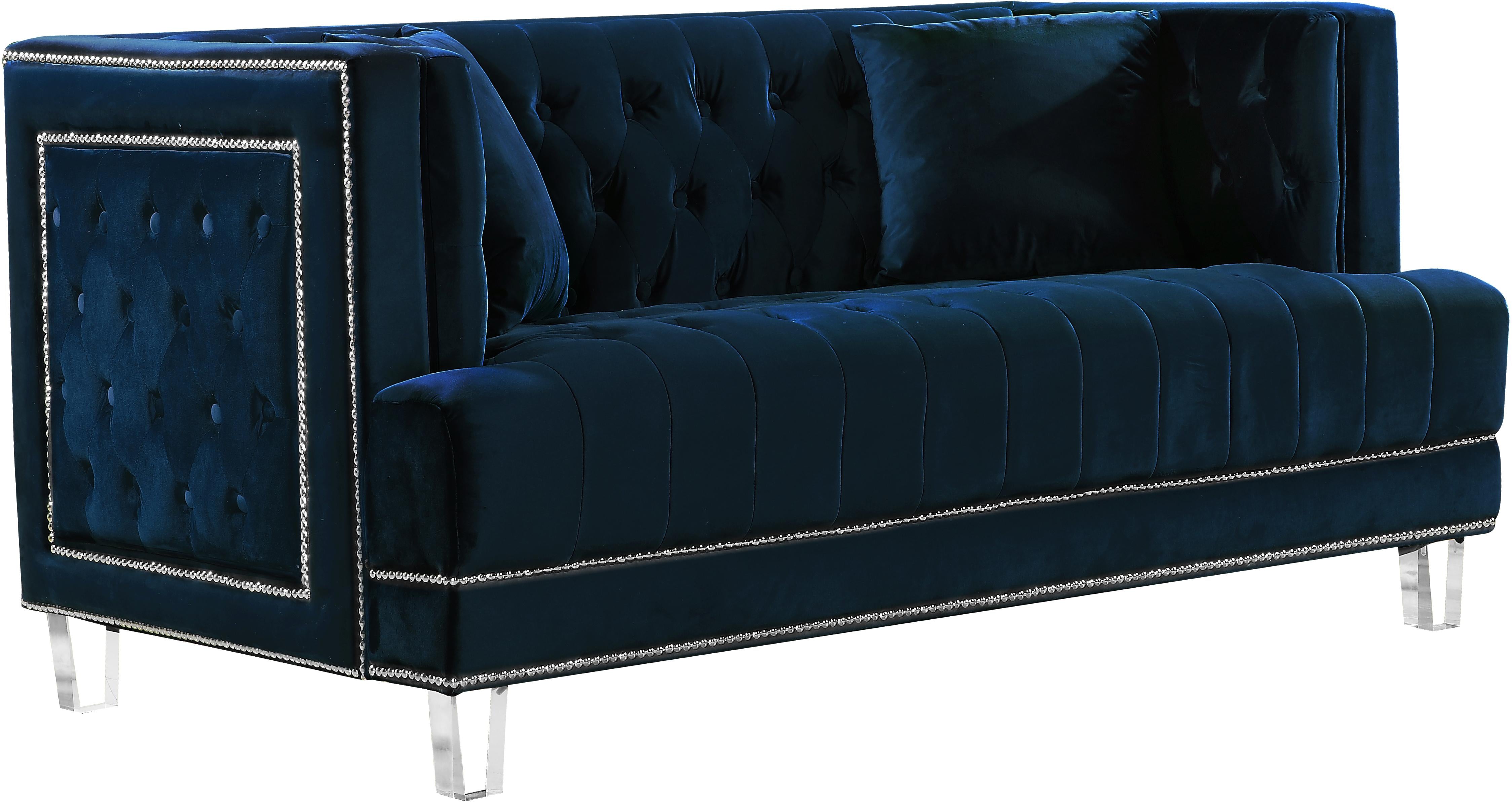 Lucas Navy Velvet Loveseat - Luxury Home Furniture (MI)