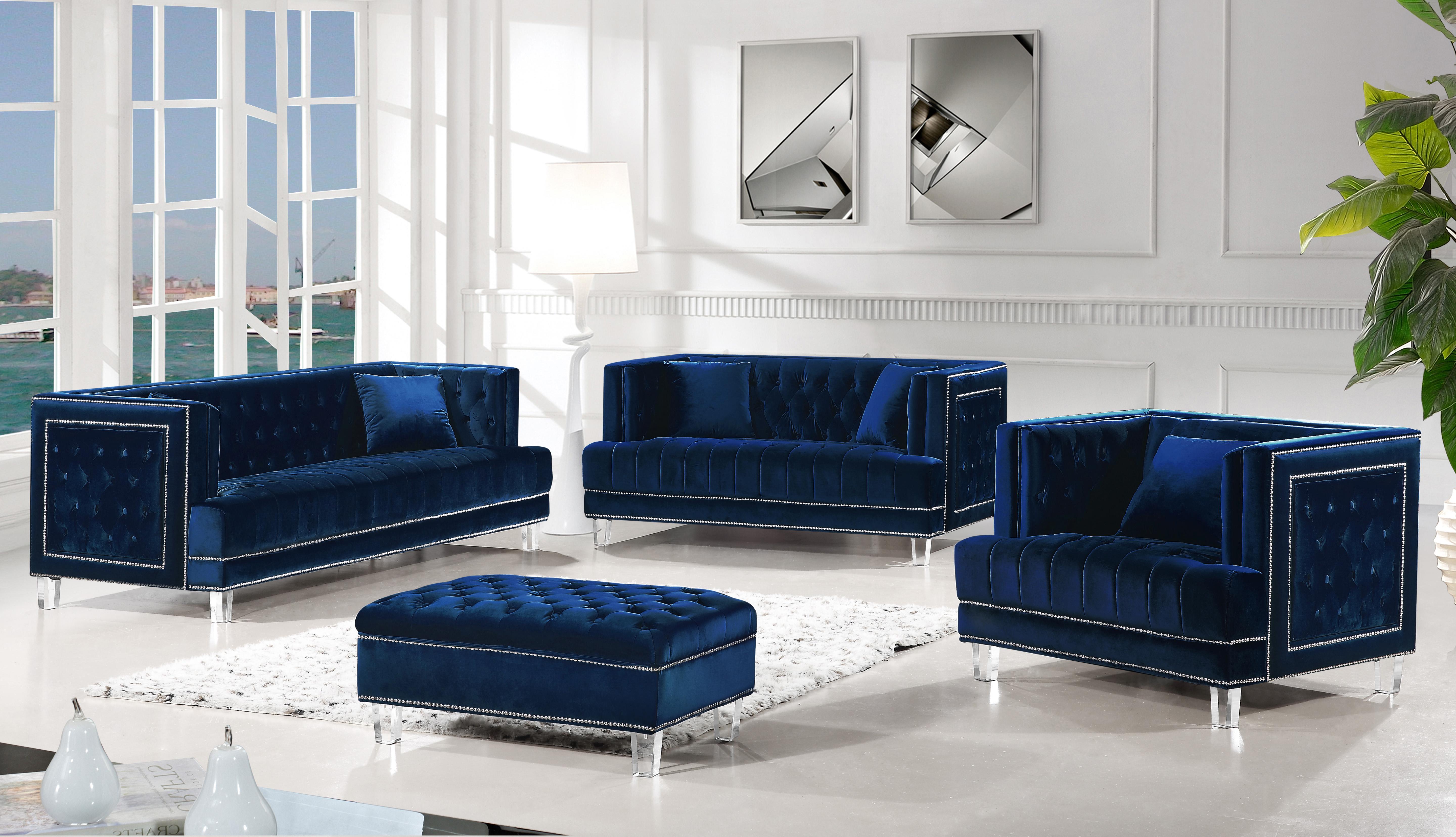 Lucas Navy Velvet Sofa - Luxury Home Furniture (MI)