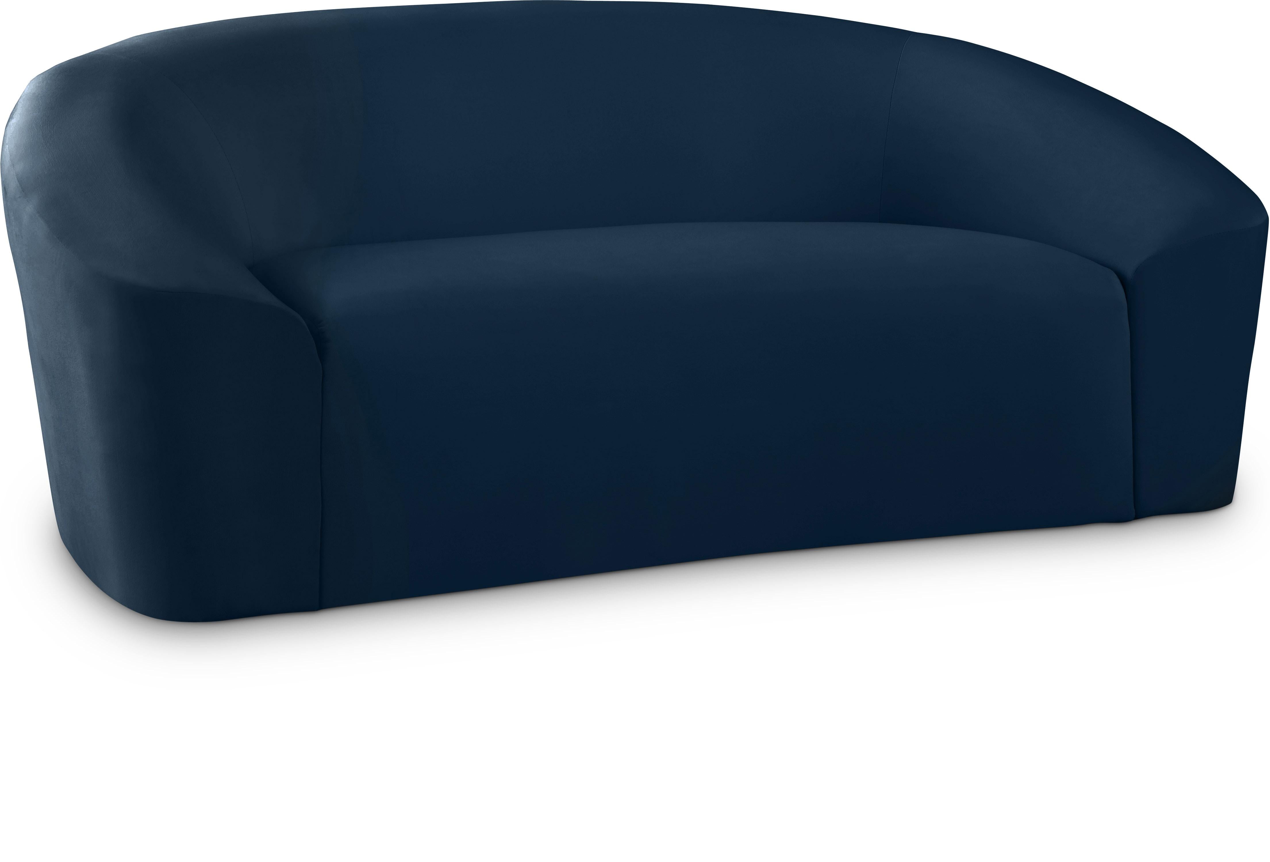 Riley Navy Velvet Loveseat - Luxury Home Furniture (MI)