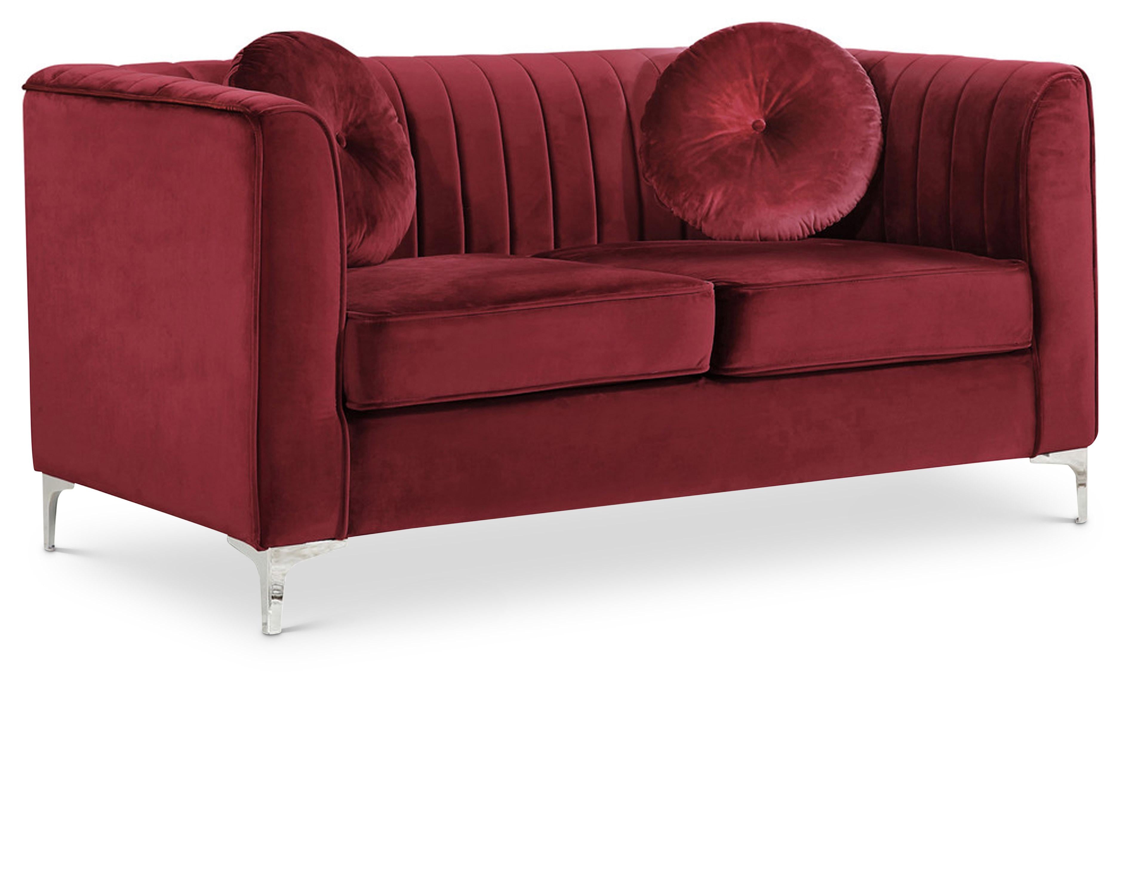 Isabelle Burgundy Velvet Loveseat - Luxury Home Furniture (MI)