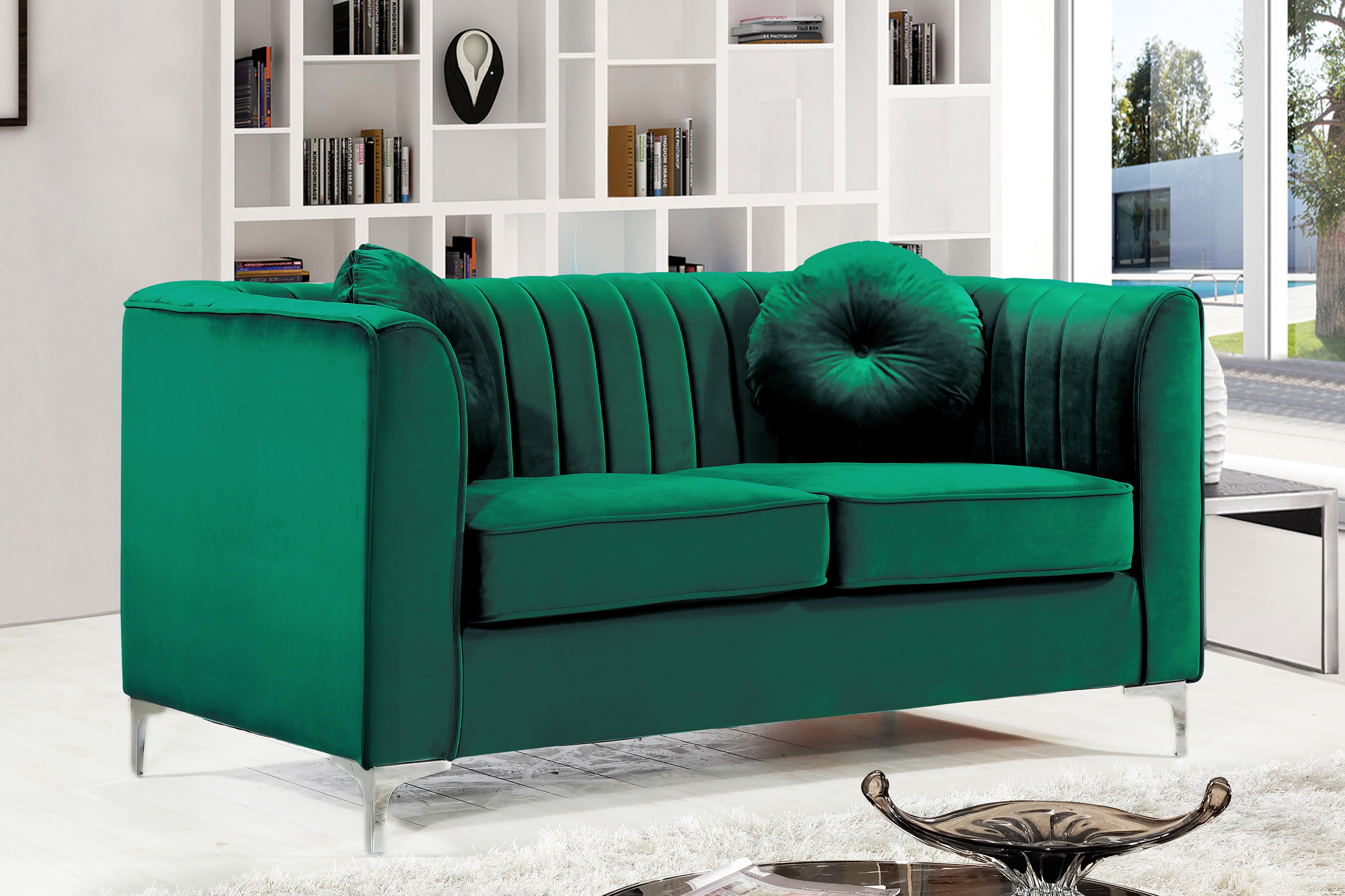 Isabelle Green Velvet Loveseat - Luxury Home Furniture (MI)