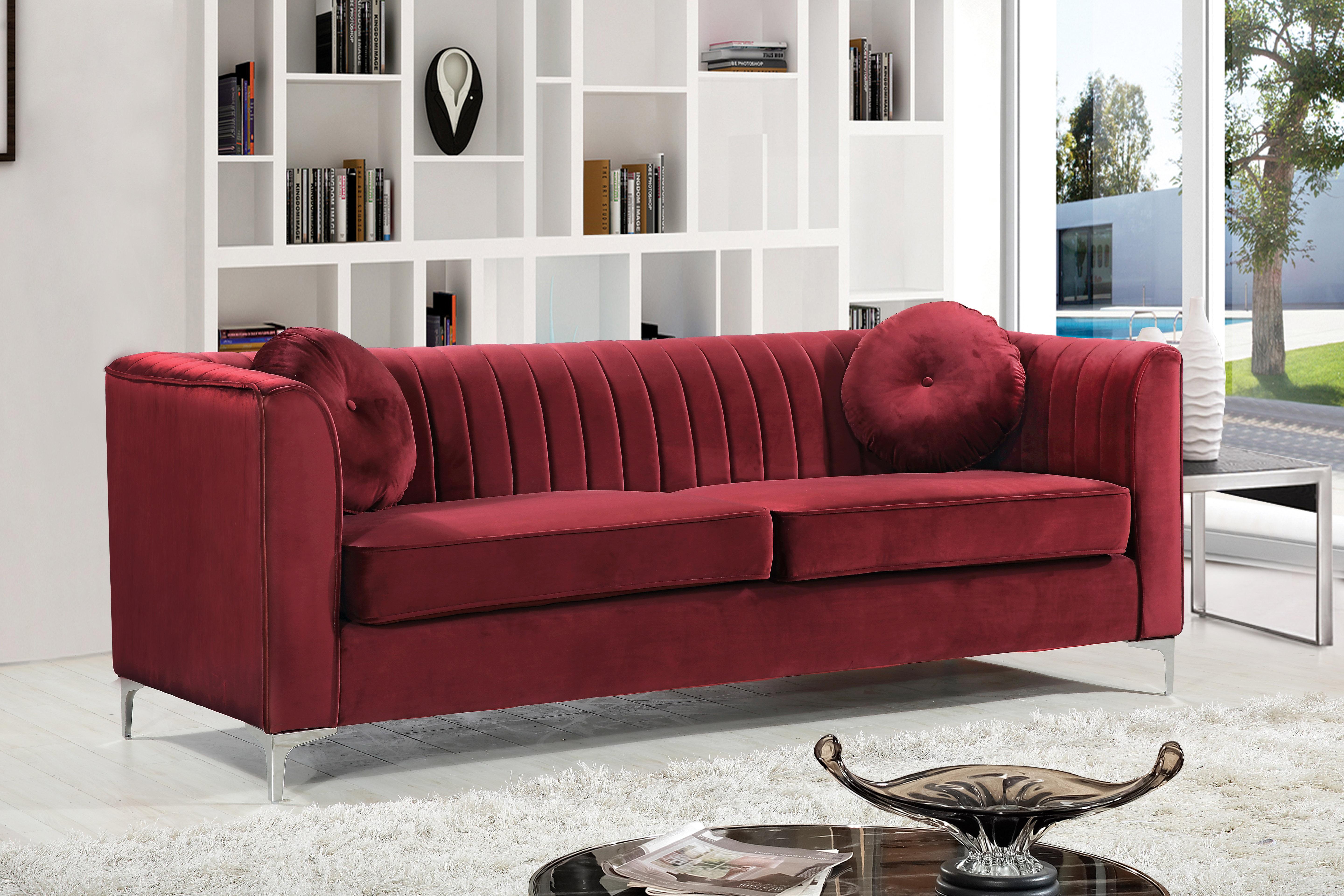 Isabelle Burgundy Velvet Sofa - Luxury Home Furniture (MI)