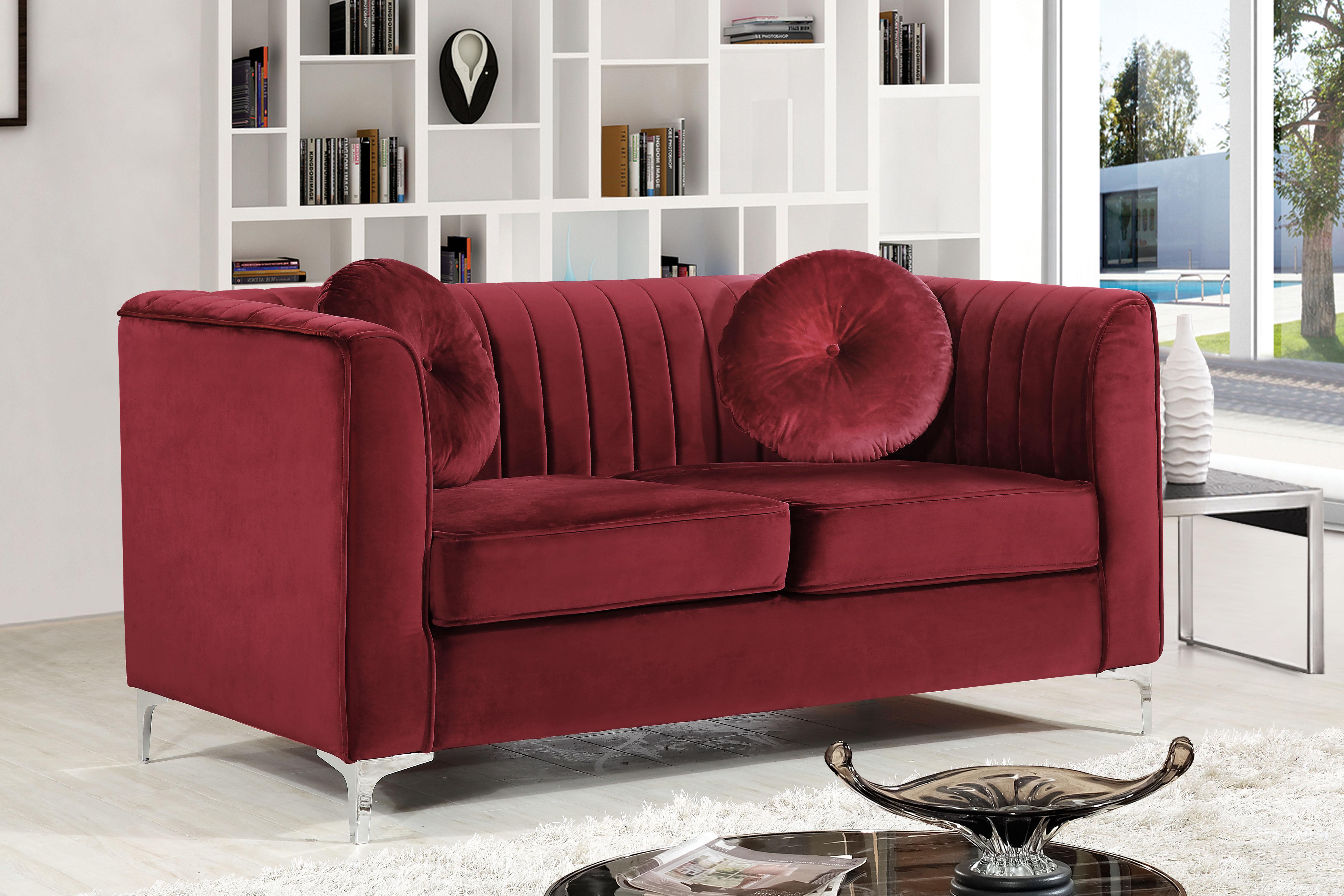 Isabelle Burgundy Velvet Loveseat - Luxury Home Furniture (MI)