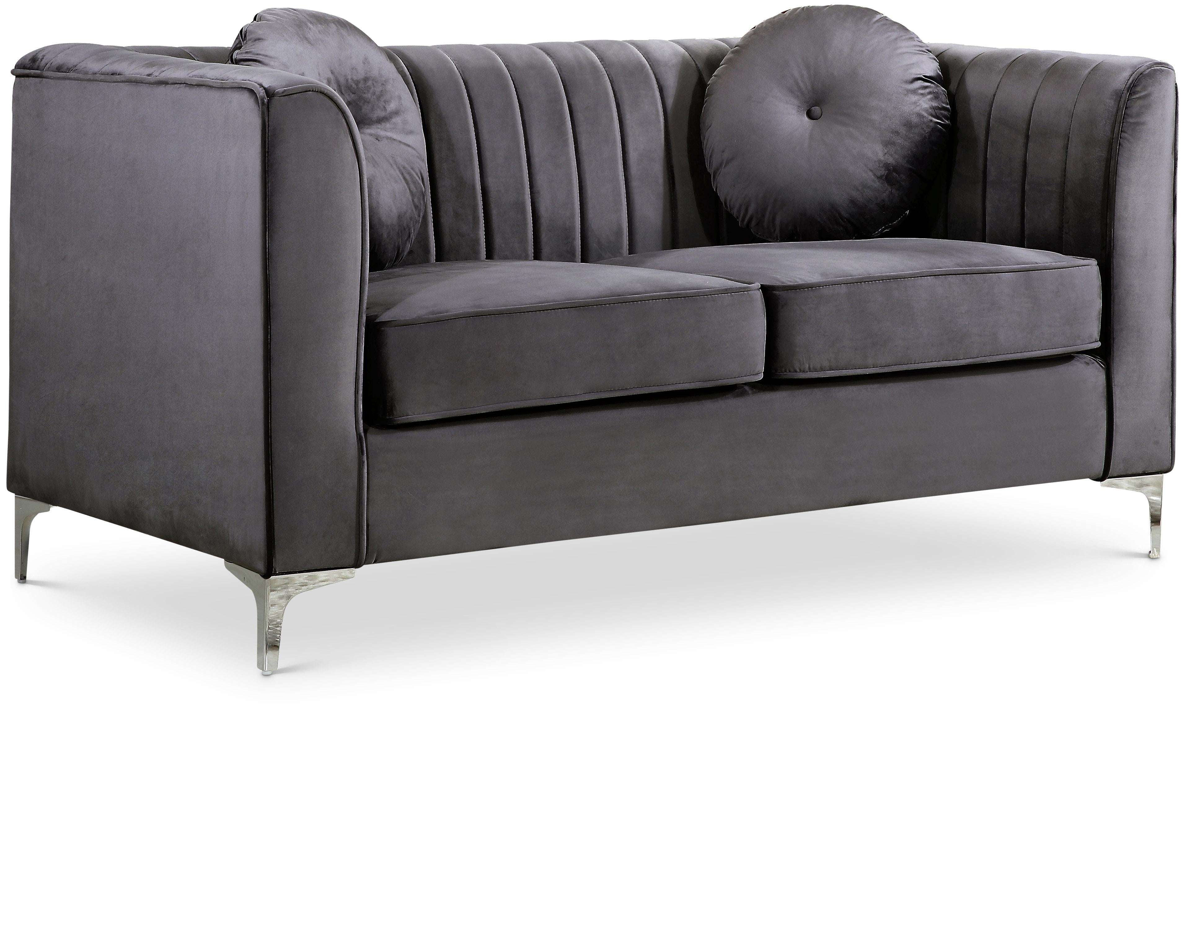 Isabelle Grey Velvet Loveseat - Luxury Home Furniture (MI)