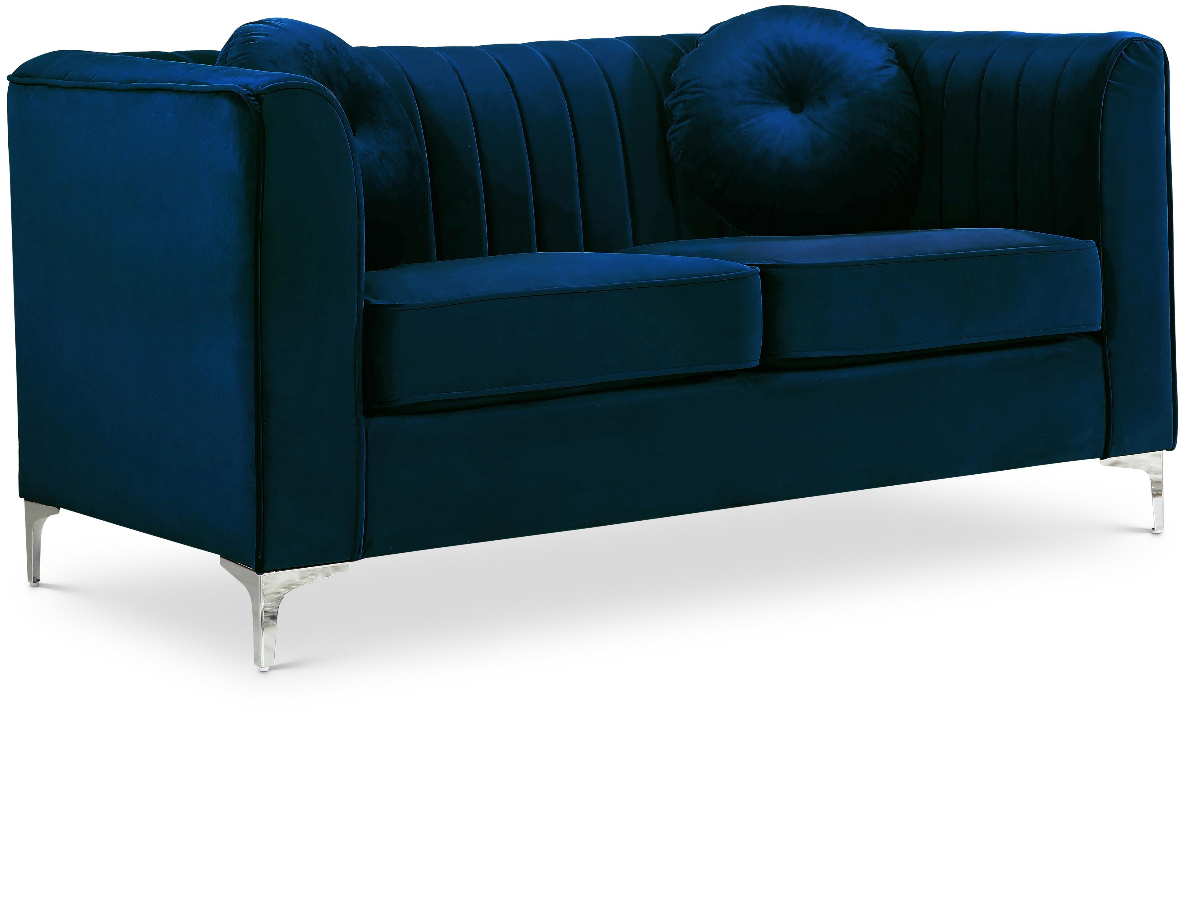 Isabelle Navy Velvet Loveseat - Luxury Home Furniture (MI)