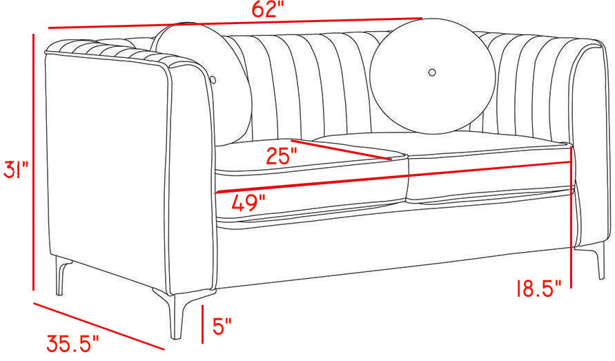 Isabelle Burgundy Velvet Loveseat - Luxury Home Furniture (MI)
