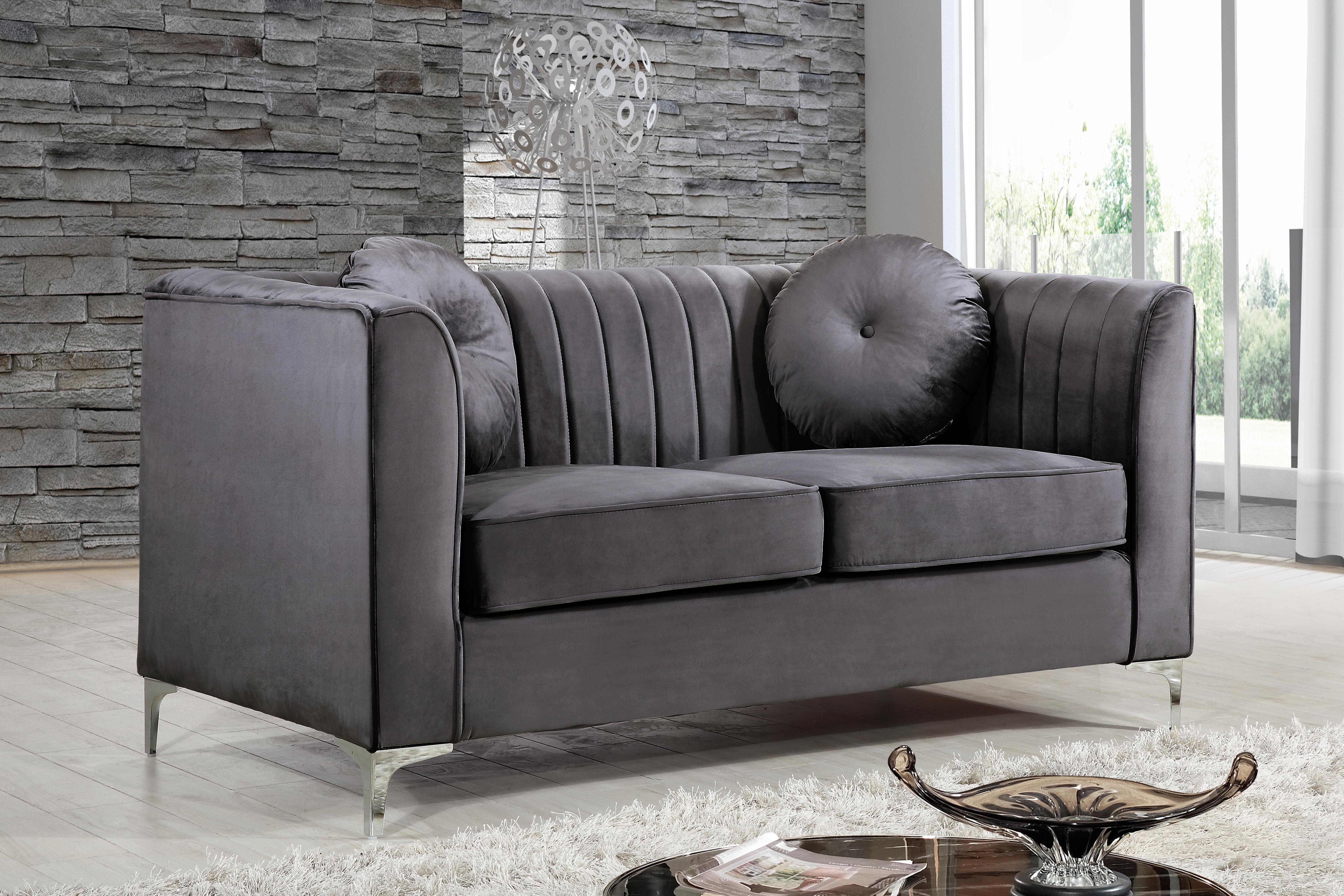 Isabelle Grey Velvet Loveseat - Luxury Home Furniture (MI)