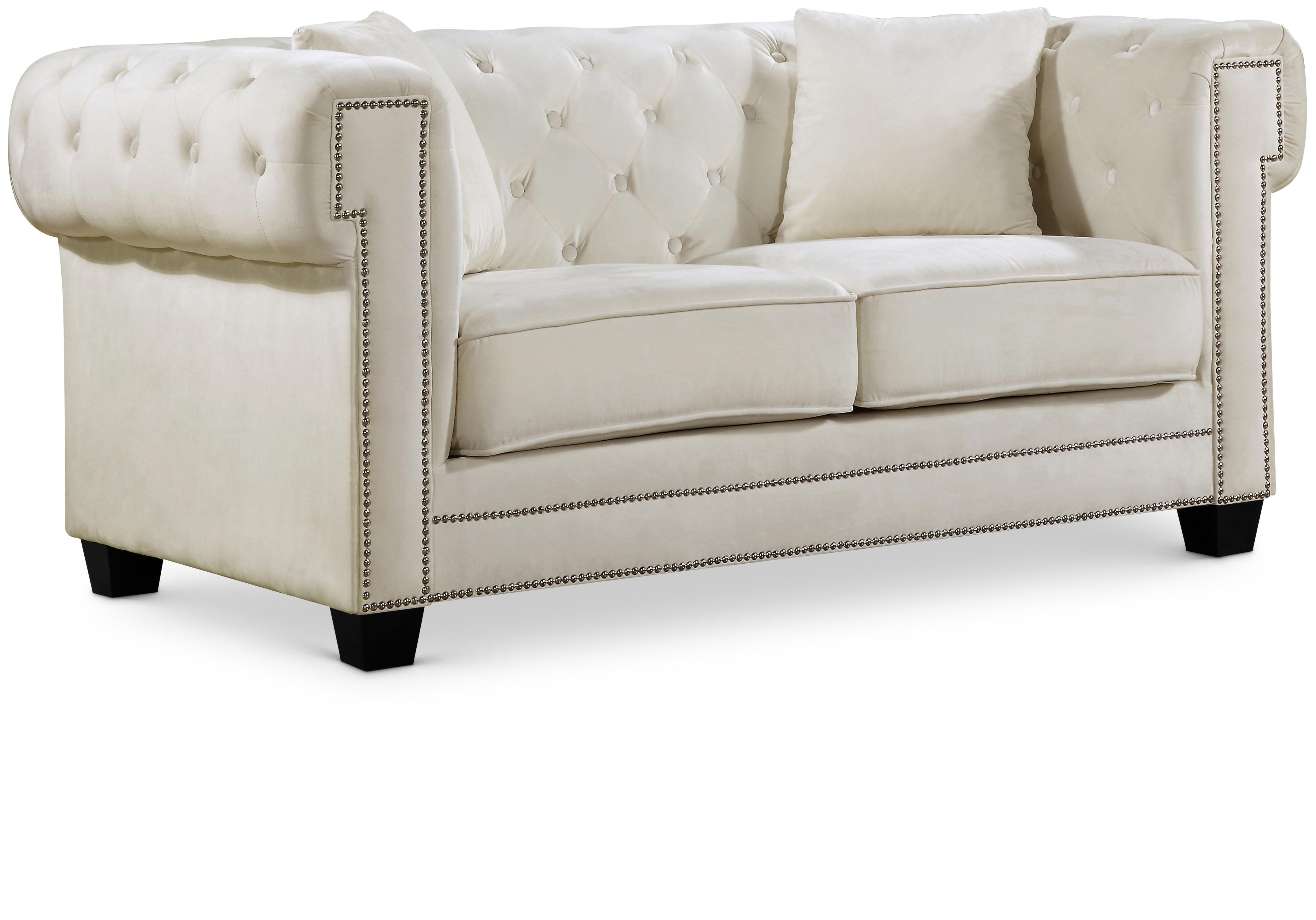 Bowery Cream Velvet Loveseat - Luxury Home Furniture (MI)